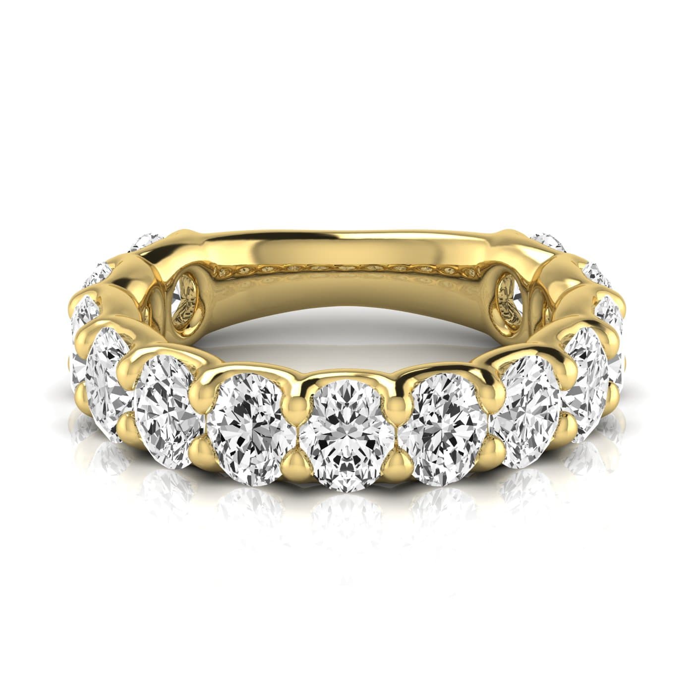3/4 Spread Oval Diamond Wedding Band (4.29 ct. tw.), Side view in yellow gold