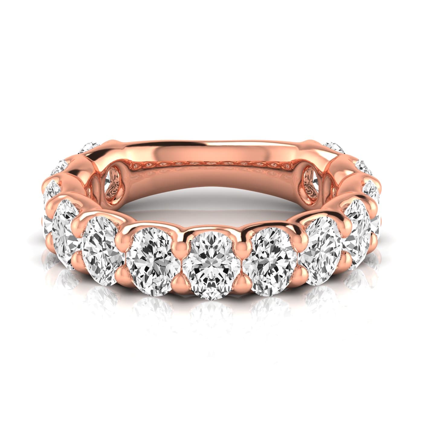 3/4 Spread Oval Diamond Wedding Band (4.29 ct. tw.), Side view in rose gold