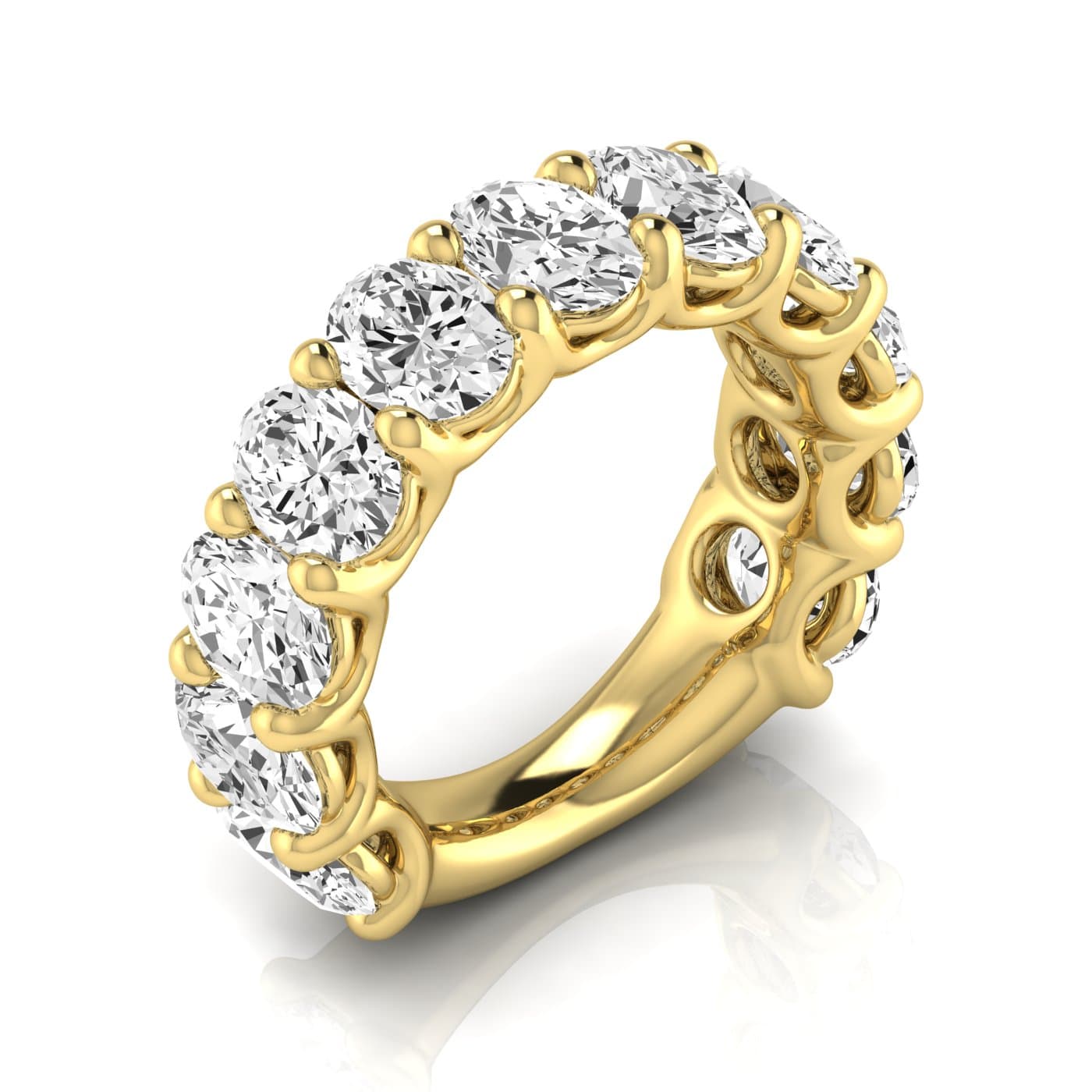 3/4 Spread Oval Diamond Wedding Band (5 1/2 ct. tw.), Front view in yellow gold