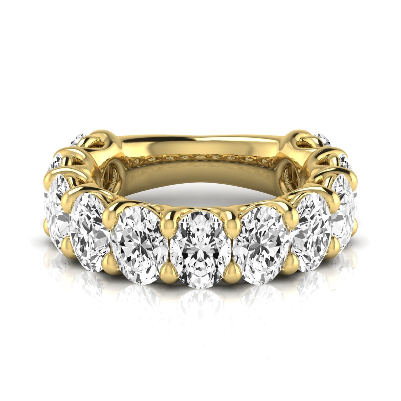 3/4 Spread Oval Diamond Wedding Band (5 1/2 ct. tw.), Side view in yellow gold