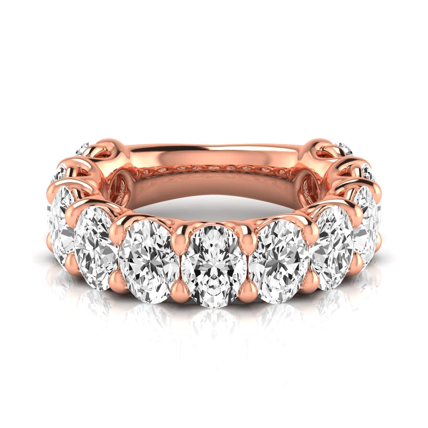 3/4 Spread Oval Diamond Wedding Band (5 1/2 ct. tw.), Side view in rose gold