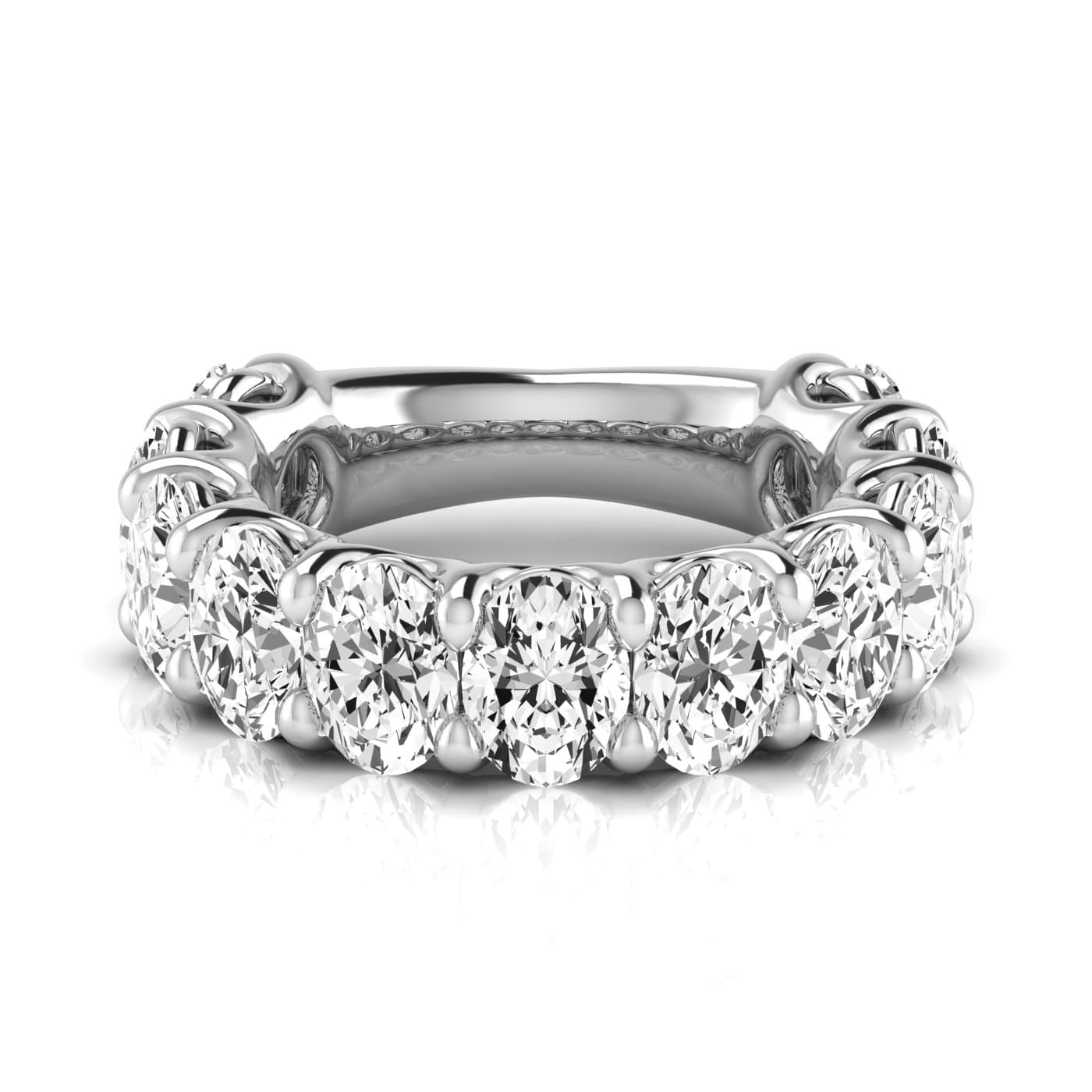 3/4 Spread Oval Diamond Wedding Band (5 1/2 ct. tw.), Side view in white gold or platinum