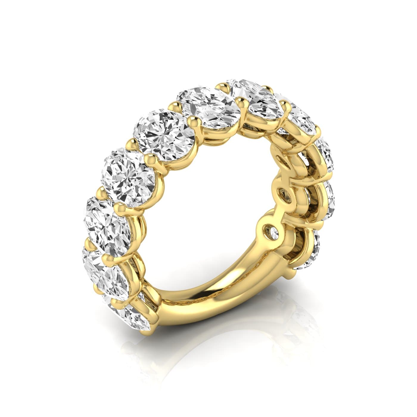 3/4 Spread Oval Diamond Wedding Band (8 1/4 ct. tw.), Front view in yellow gold
