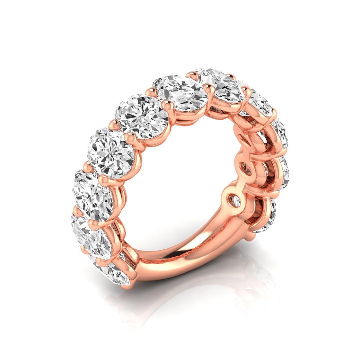 3/4 Spread Oval Diamond Wedding Band (8 1/4 ct. tw.), Front view in rose gold