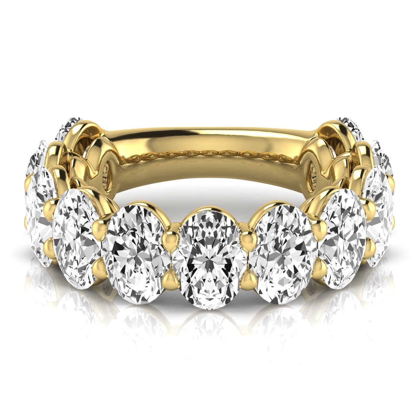 3/4 Spread Oval Diamond Wedding Band (8 1/4 ct. tw.), Side view in yellow gold
