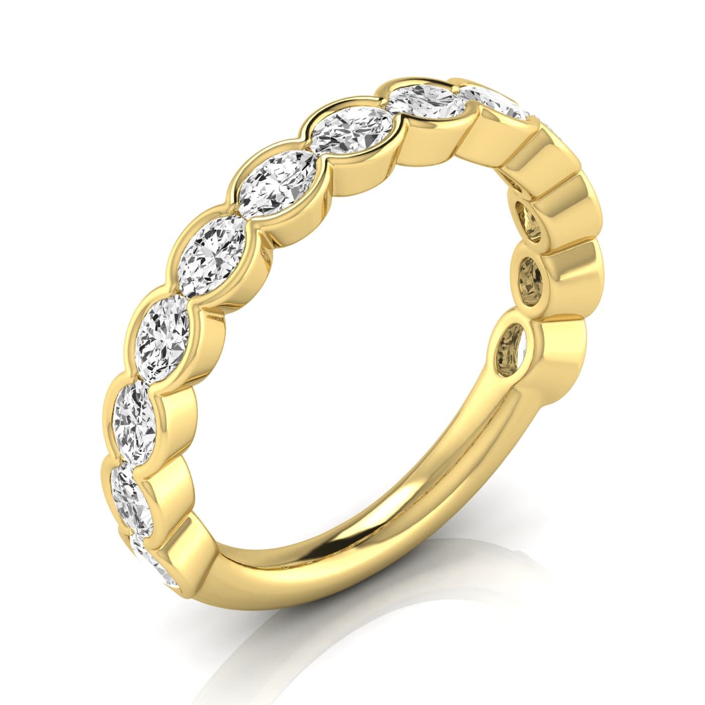 3/4 Spread Oval Diamond Wedding Band (1.17 ct. tw.), Front view in yellow gold