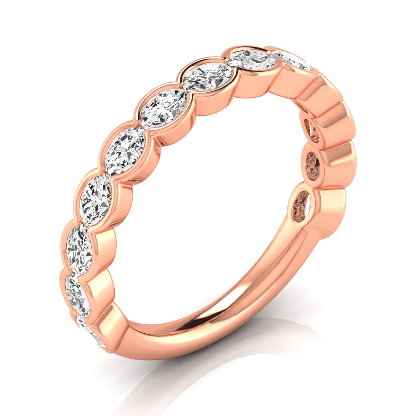 3/4 Spread Oval Diamond Wedding Band (1.17 ct. tw.), Front view in rose gold