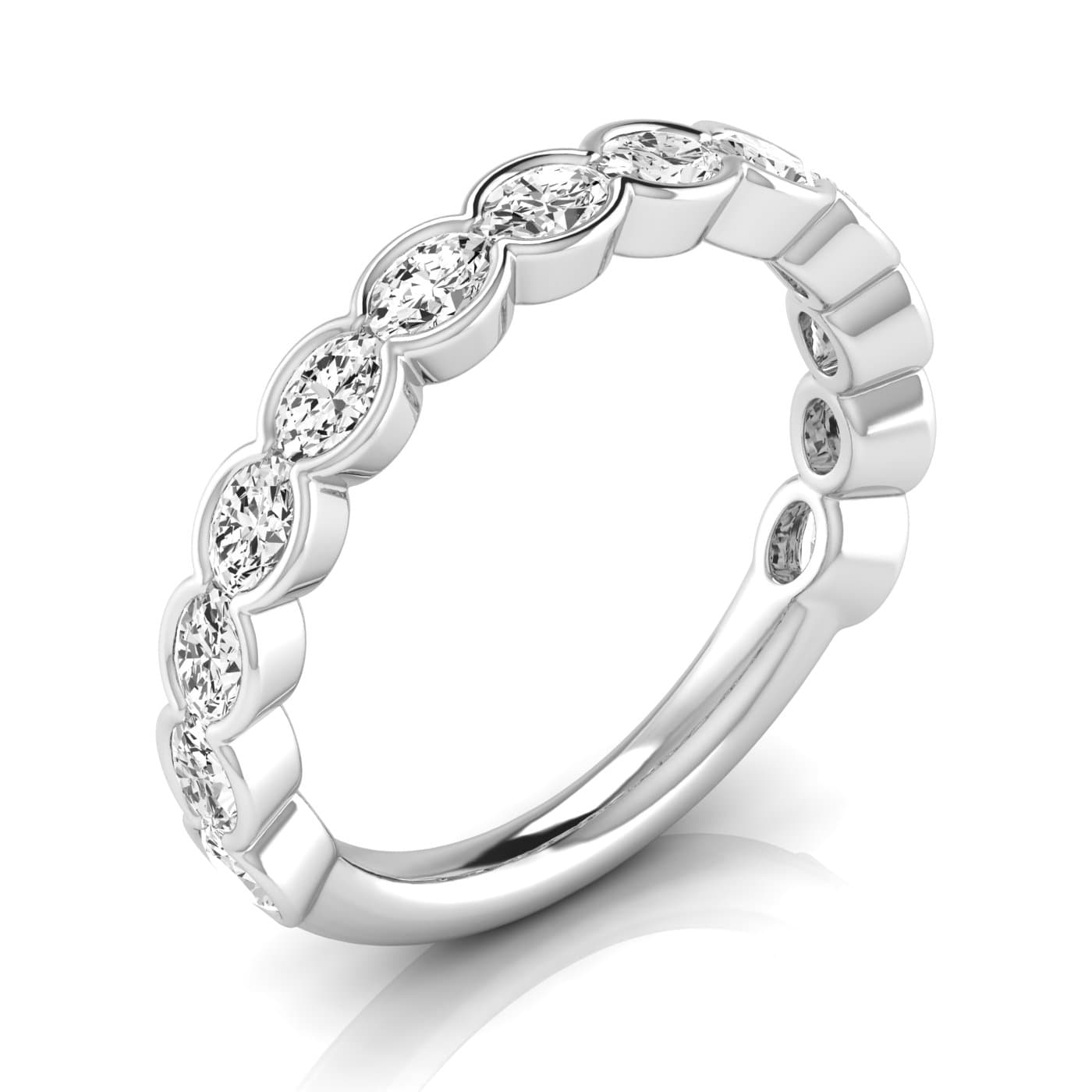 3/4 Spread Oval Diamond Wedding Band — View 1