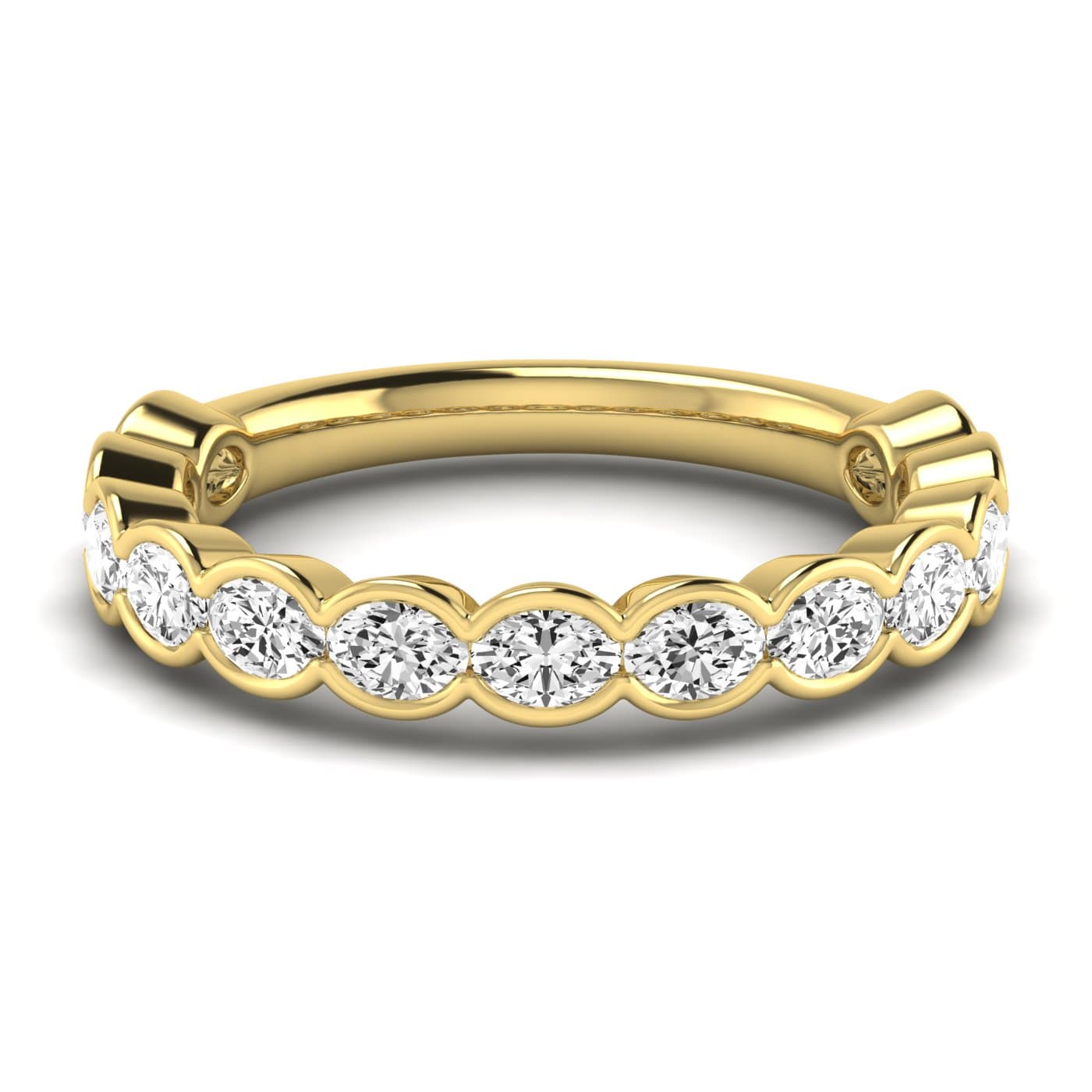 3/4 Spread Oval Diamond Wedding Band (1.17 ct. tw.), Side view in yellow gold