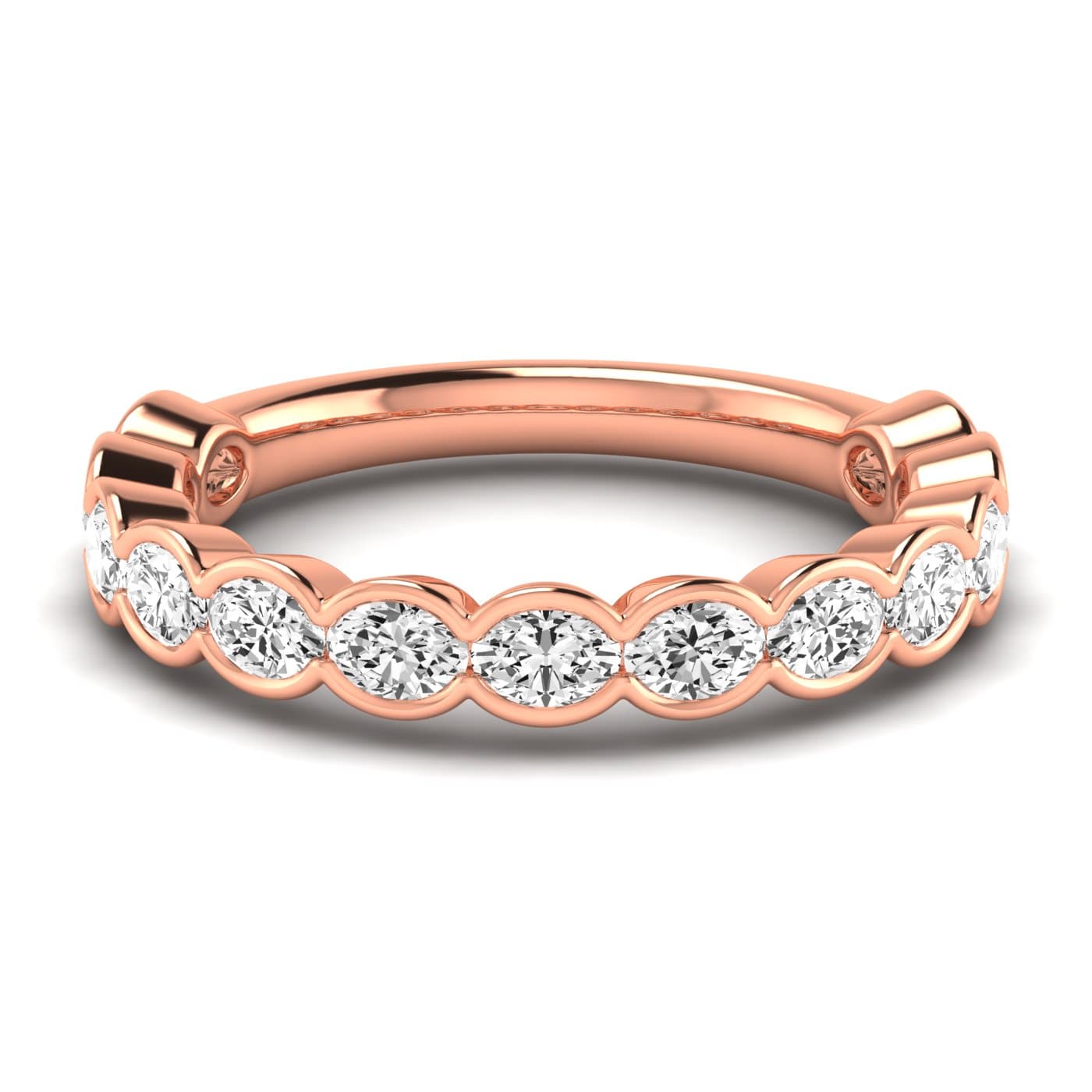 3/4 Spread Oval Diamond Wedding Band (1.17 ct. tw.), Side view in rose gold