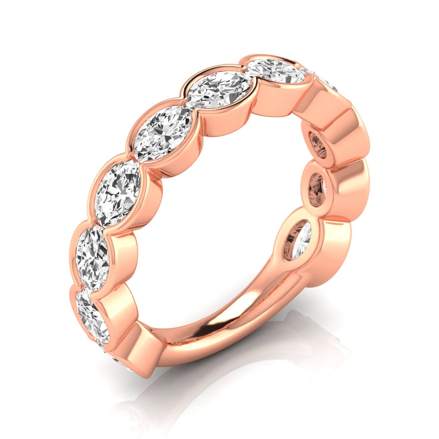 3/4 Spread Oval Diamond Wedding Band (2 3/4 ct. tw.), Front view in rose gold