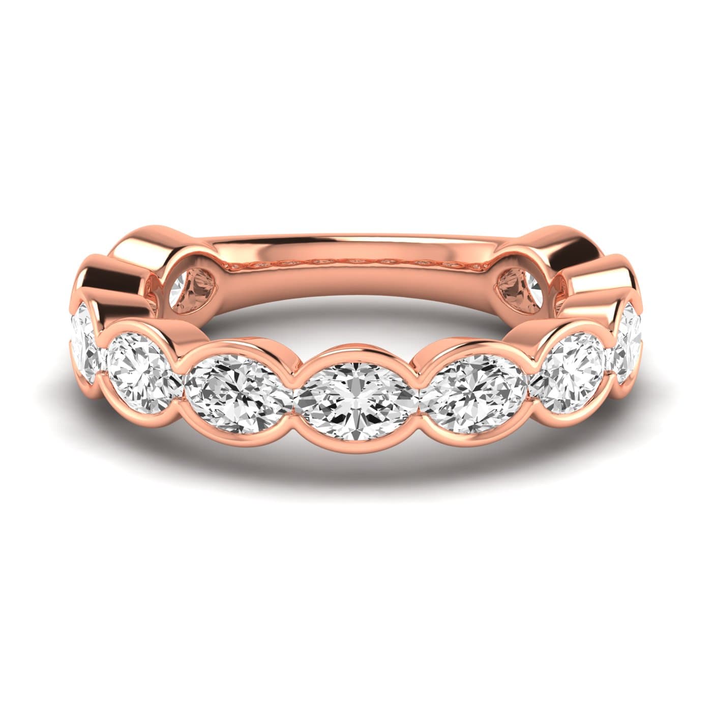 3/4 Spread Oval Diamond Wedding Band (2 3/4 ct. tw.), Side view in rose gold
