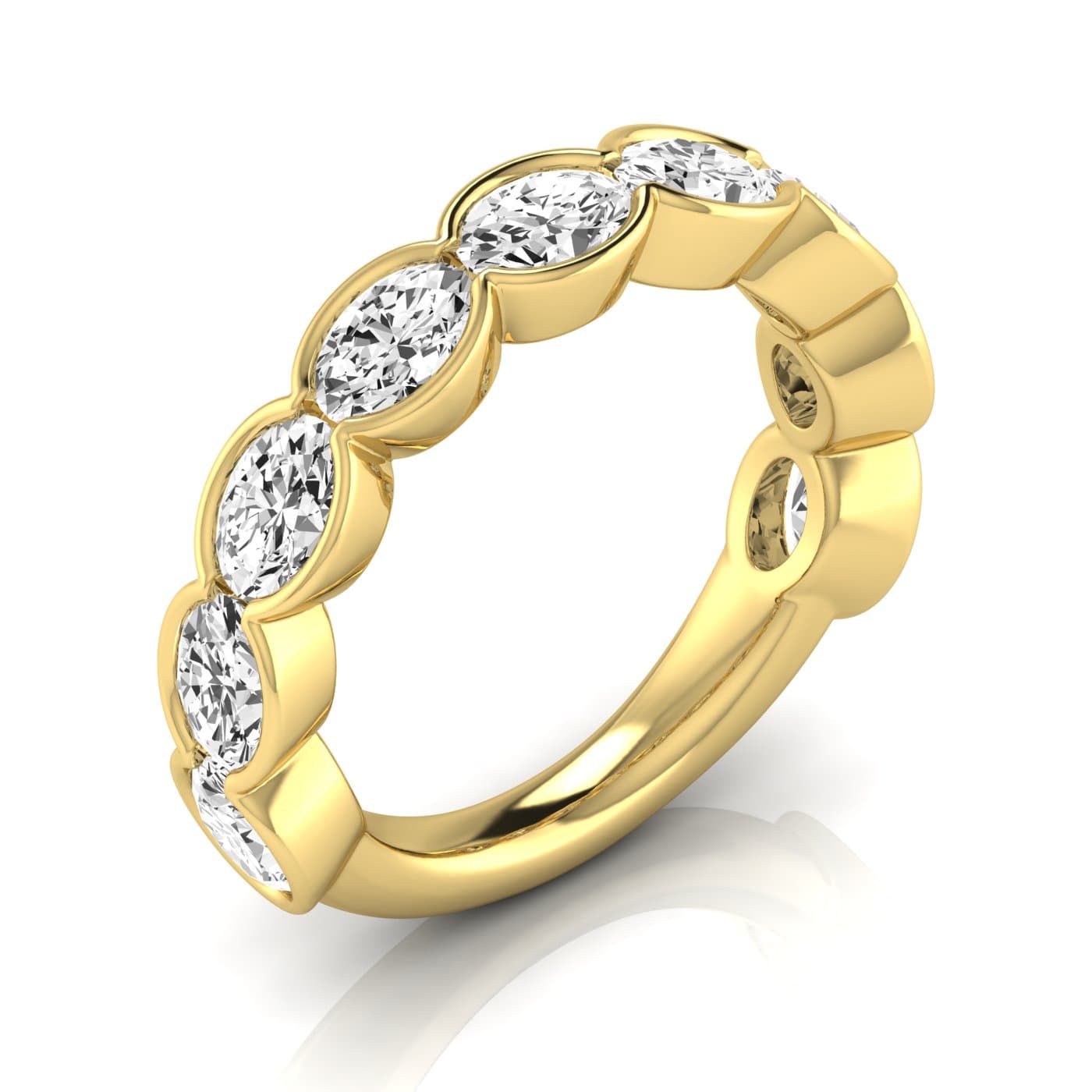 3/4 Spread Oval Diamond Wedding Band (2.97 ct. tw.), Front view in yellow gold