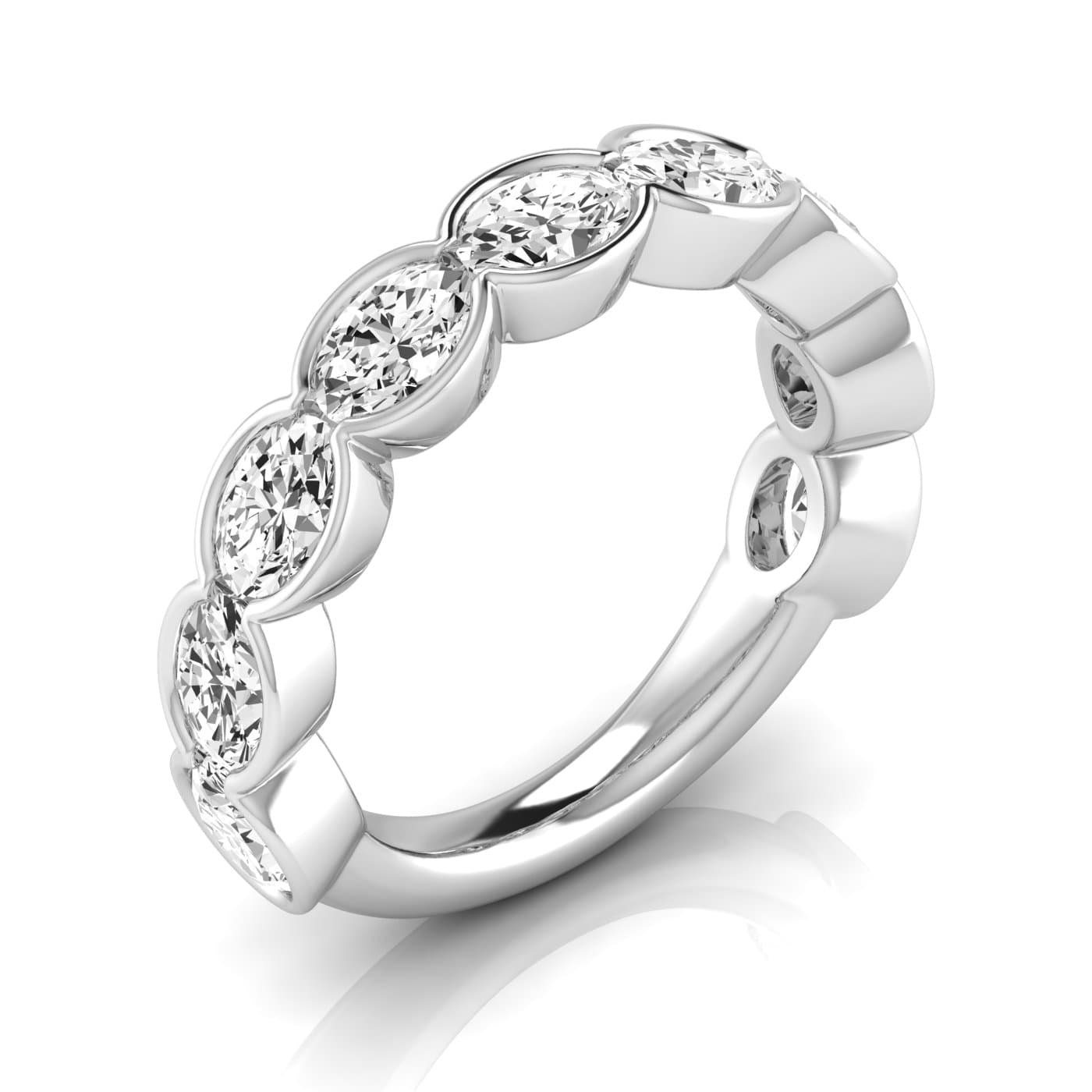 3/4 Spread Oval Diamond Wedding Band — View 1
