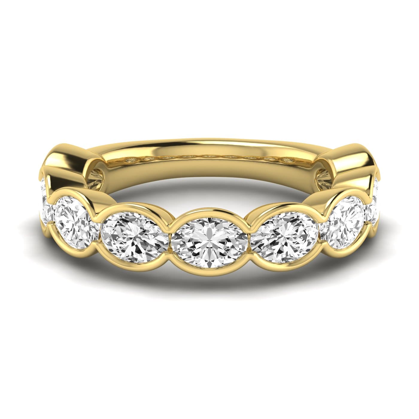 3/4 Spread Oval Diamond Wedding Band (2.97 ct. tw.), Side view in yellow gold
