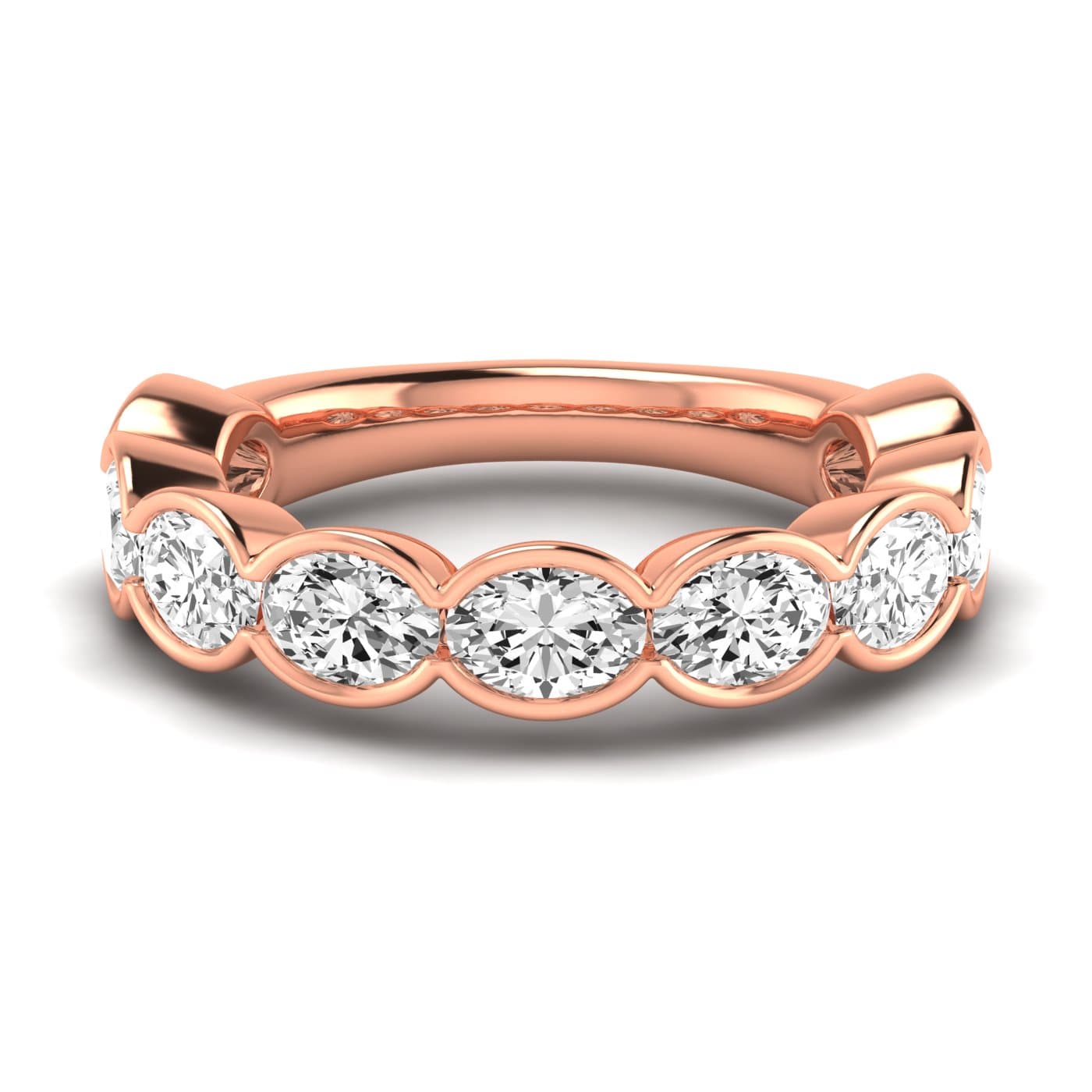 3/4 Spread Oval Diamond Wedding Band (2.97 ct. tw.), Side view in rose gold
