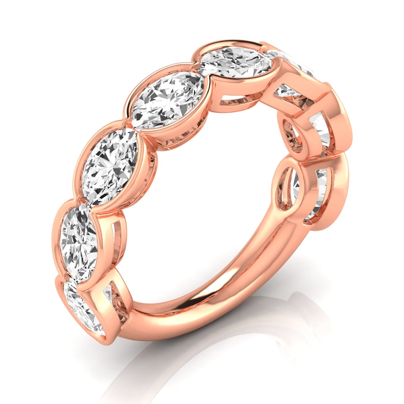 3/4 Spread Oval Diamond Wedding Band (4 ct. tw.), Front view in rose gold
