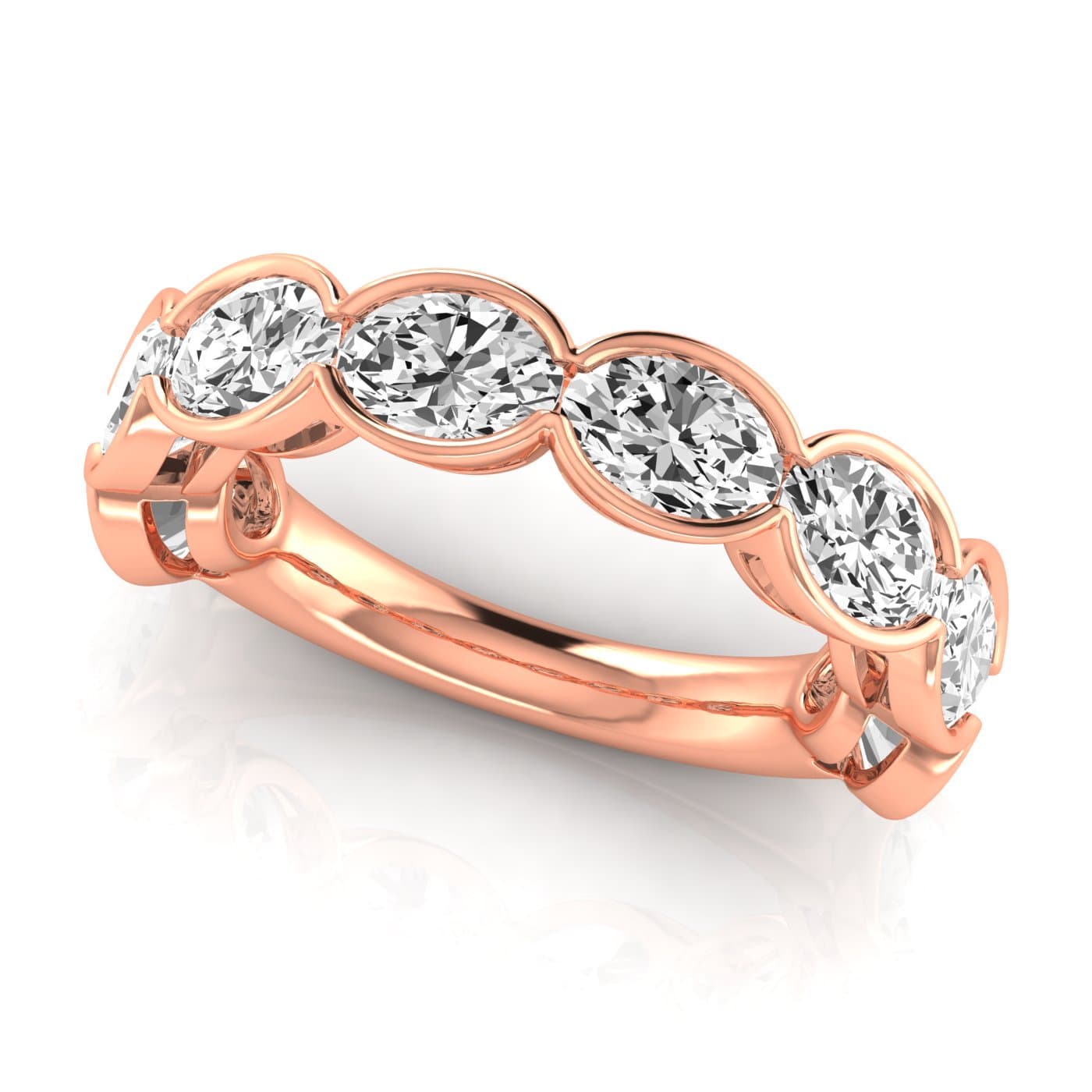 3/4 Spread Oval Diamond Wedding Band (4 ct. tw.), On hand view in rose gold