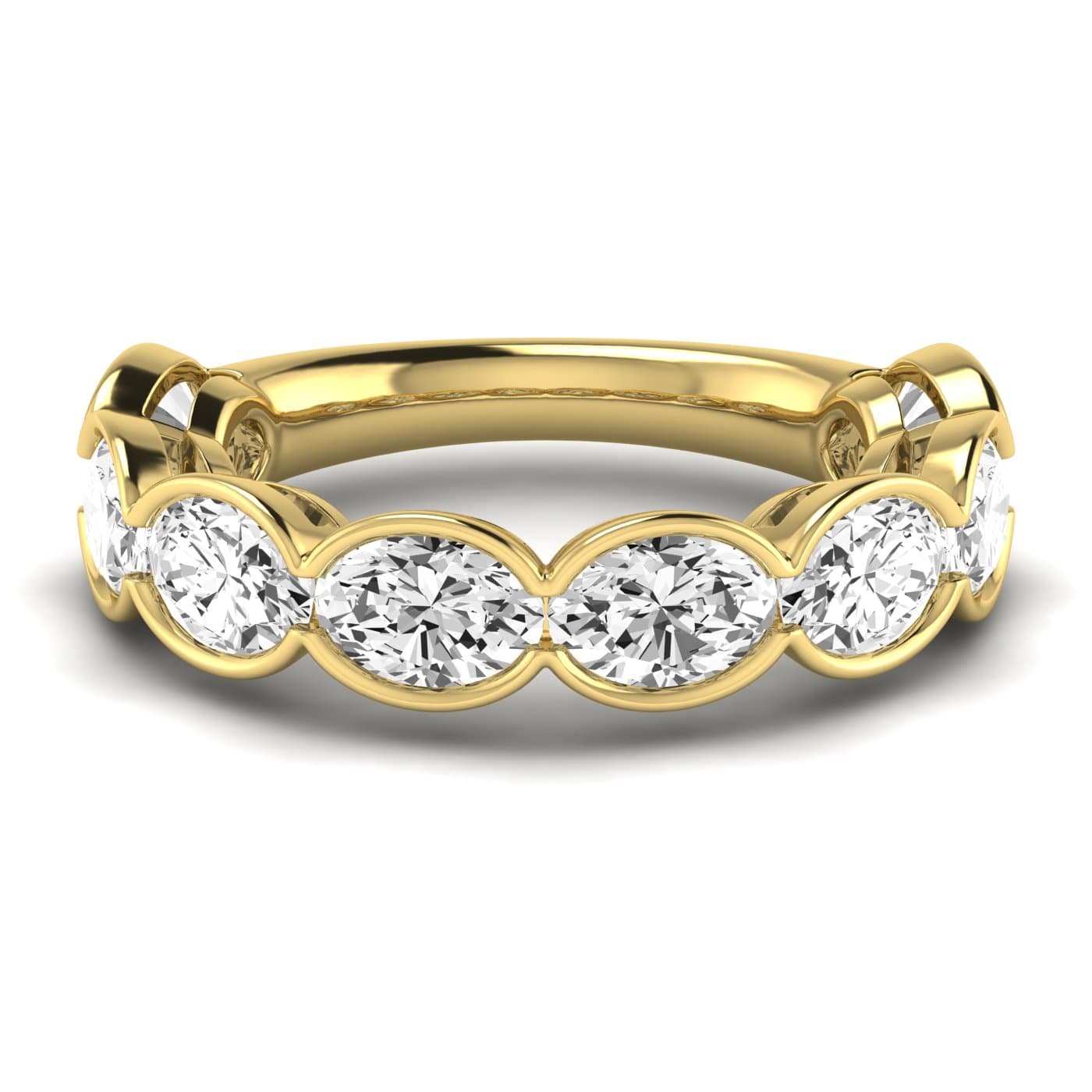 3/4 Spread Oval Diamond Wedding Band (4 ct. tw.), Side view in yellow gold