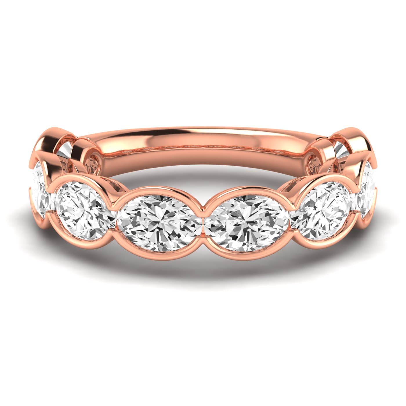 3/4 Spread Oval Diamond Wedding Band (4 ct. tw.), Side view in rose gold