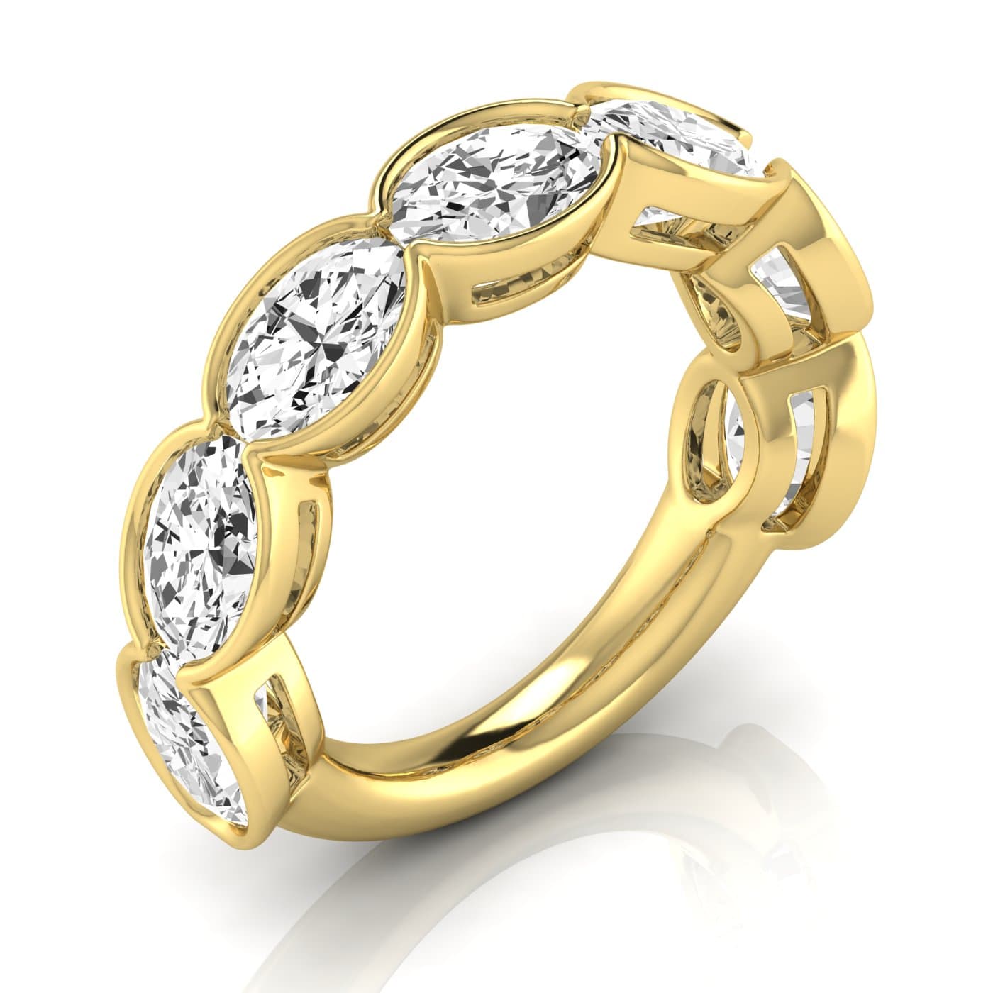 3/4 Spread Oval Diamond Wedding Band (5 1/4 ct. tw.), Front view in yellow gold