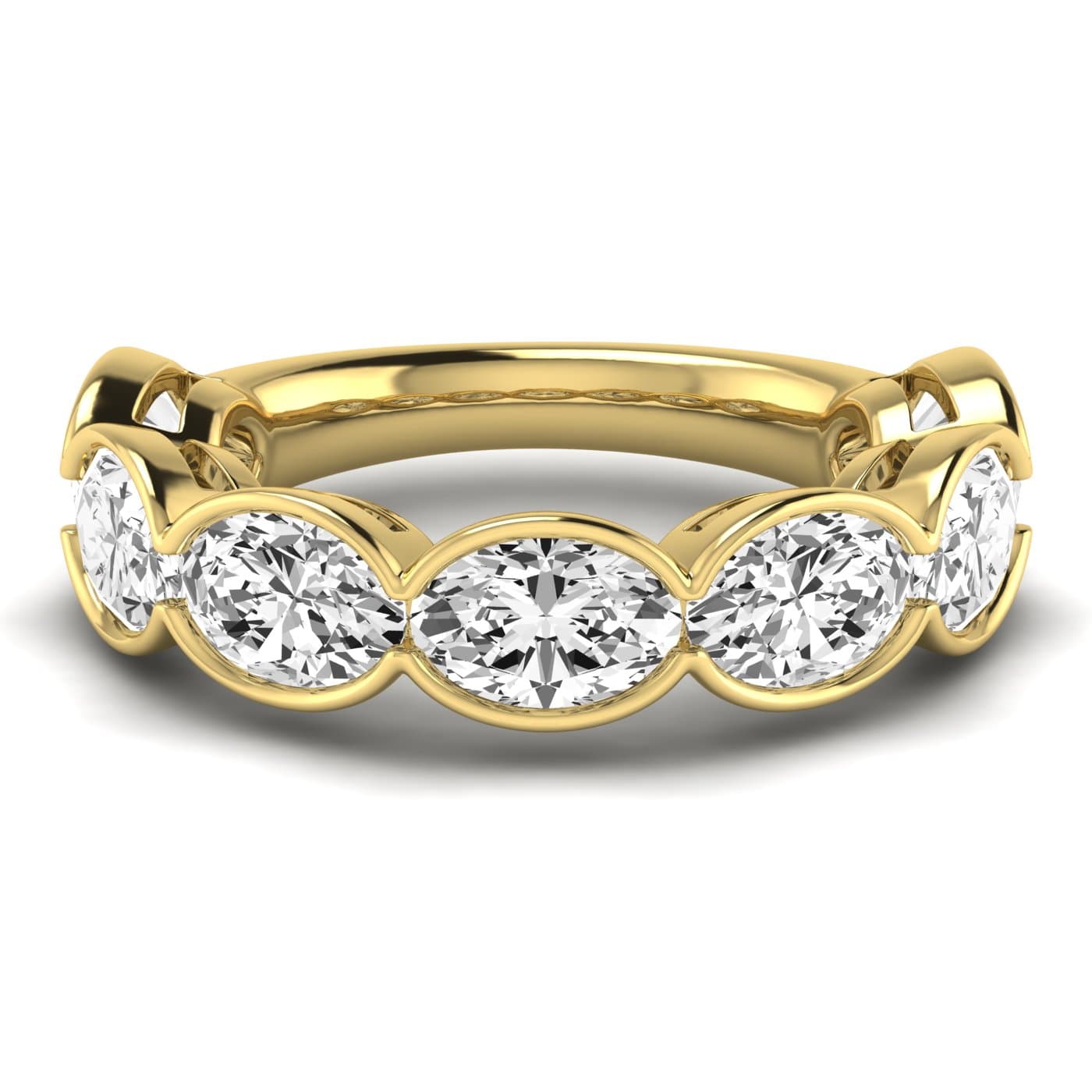 3/4 Spread Oval Diamond Wedding Band (5 1/4 ct. tw.), Side view in yellow gold
