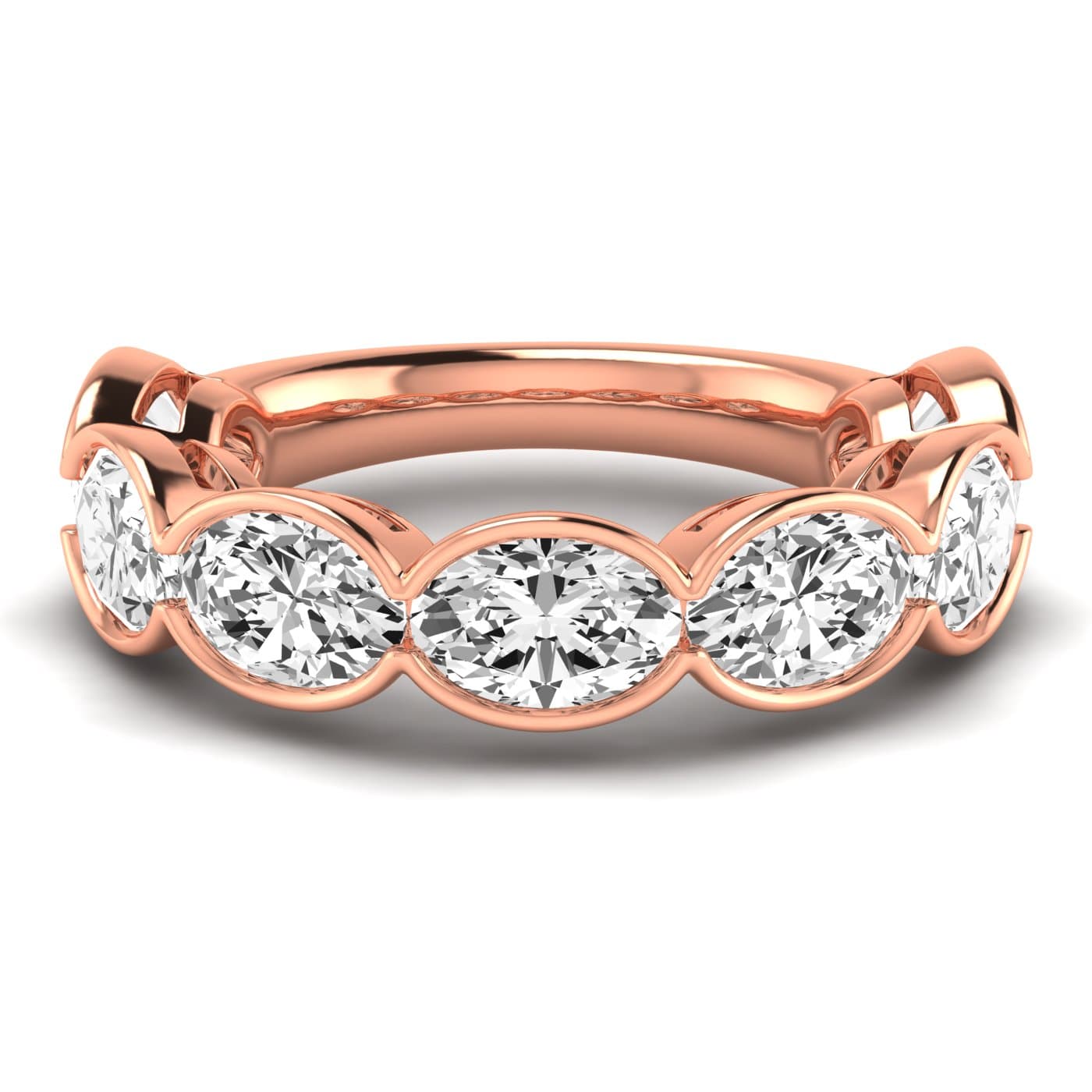 3/4 Spread Oval Diamond Wedding Band (5 1/4 ct. tw.), Side view in rose gold