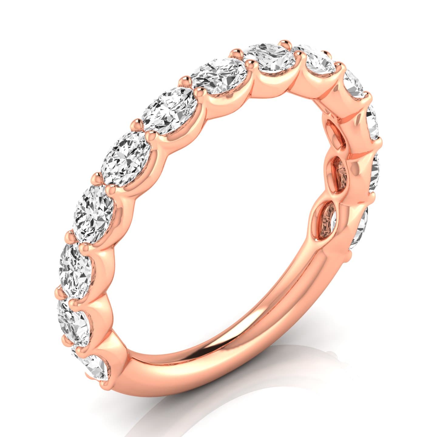 3/4 Spread Oval Diamond Wedding Band (1 2/3 ct. tw.), Front view in rose gold