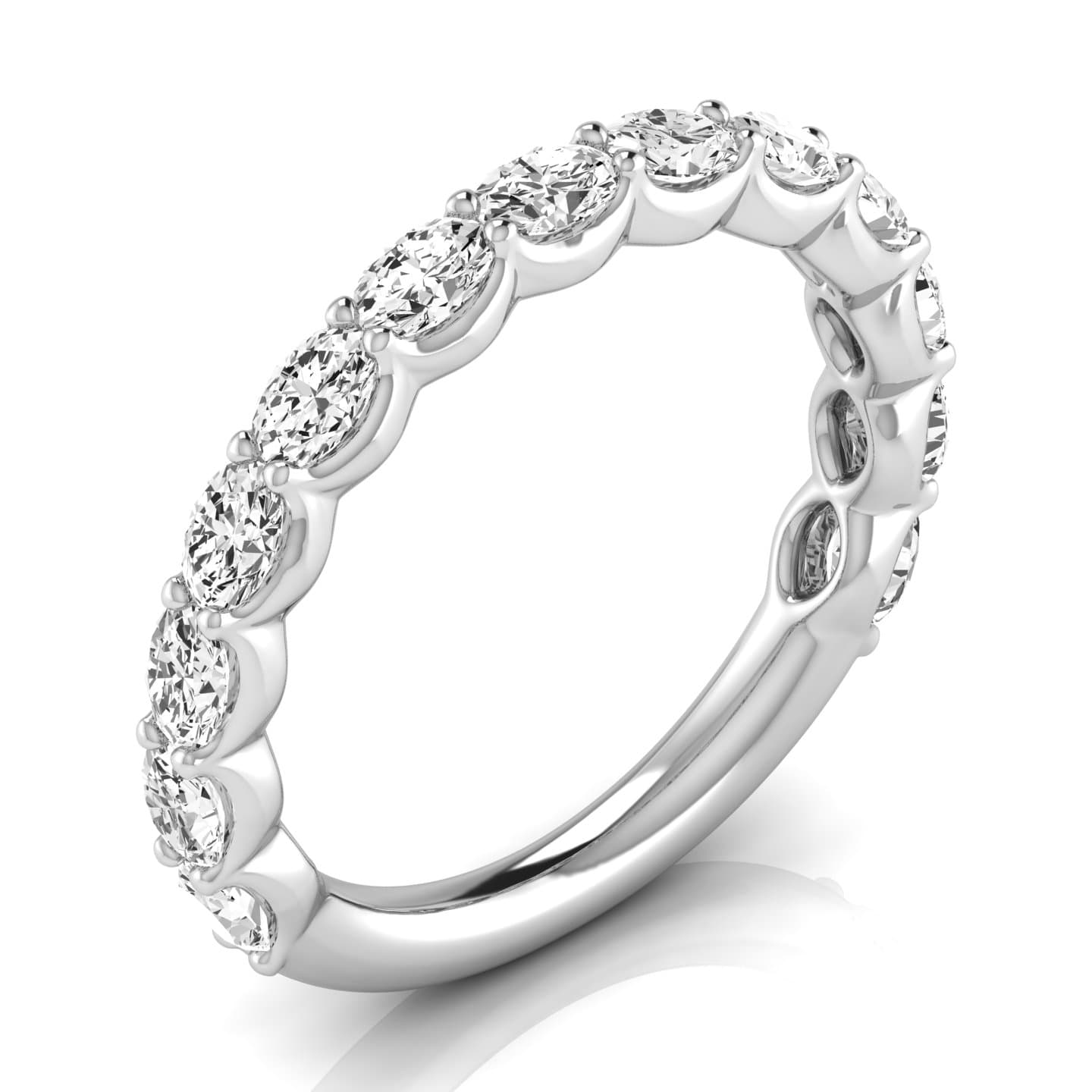 3/4 Spread Oval Diamond Wedding Band (1 2/3 ct. tw.), Front view in white gold or platinum