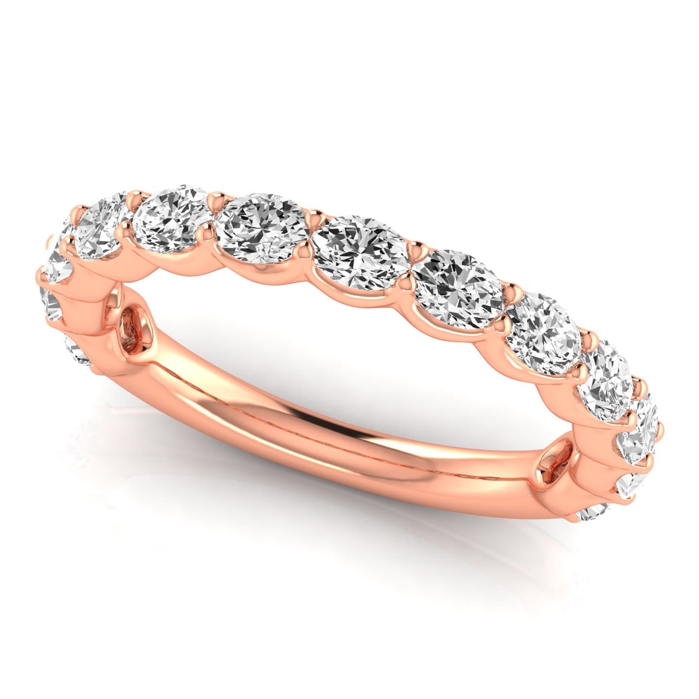 3/4 Spread Oval Diamond Wedding Band (1 2/3 ct. tw.), On hand view in rose gold