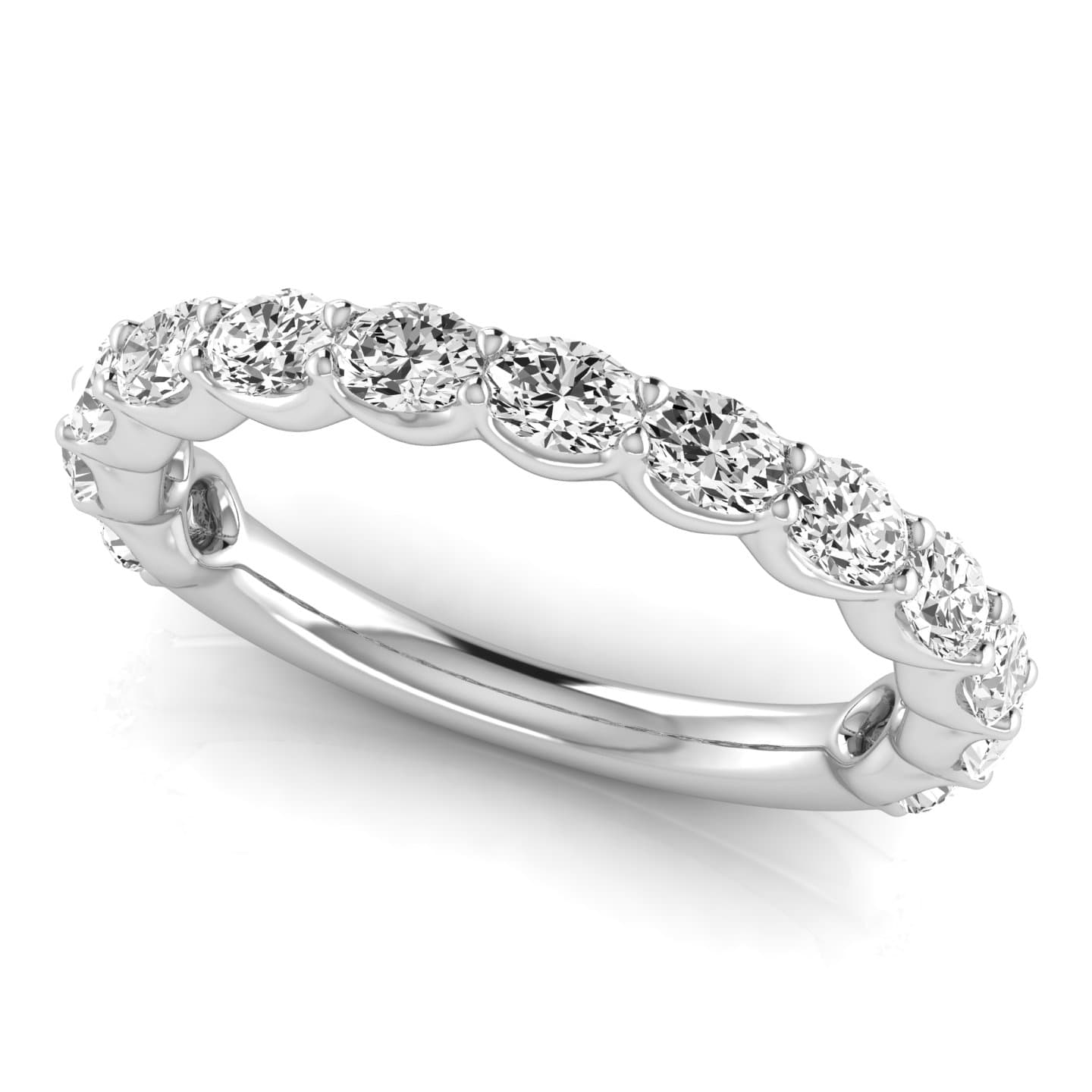 3/4 Spread Oval Diamond Wedding Band (1 2/3 ct. tw.), On hand view in white gold or platinum