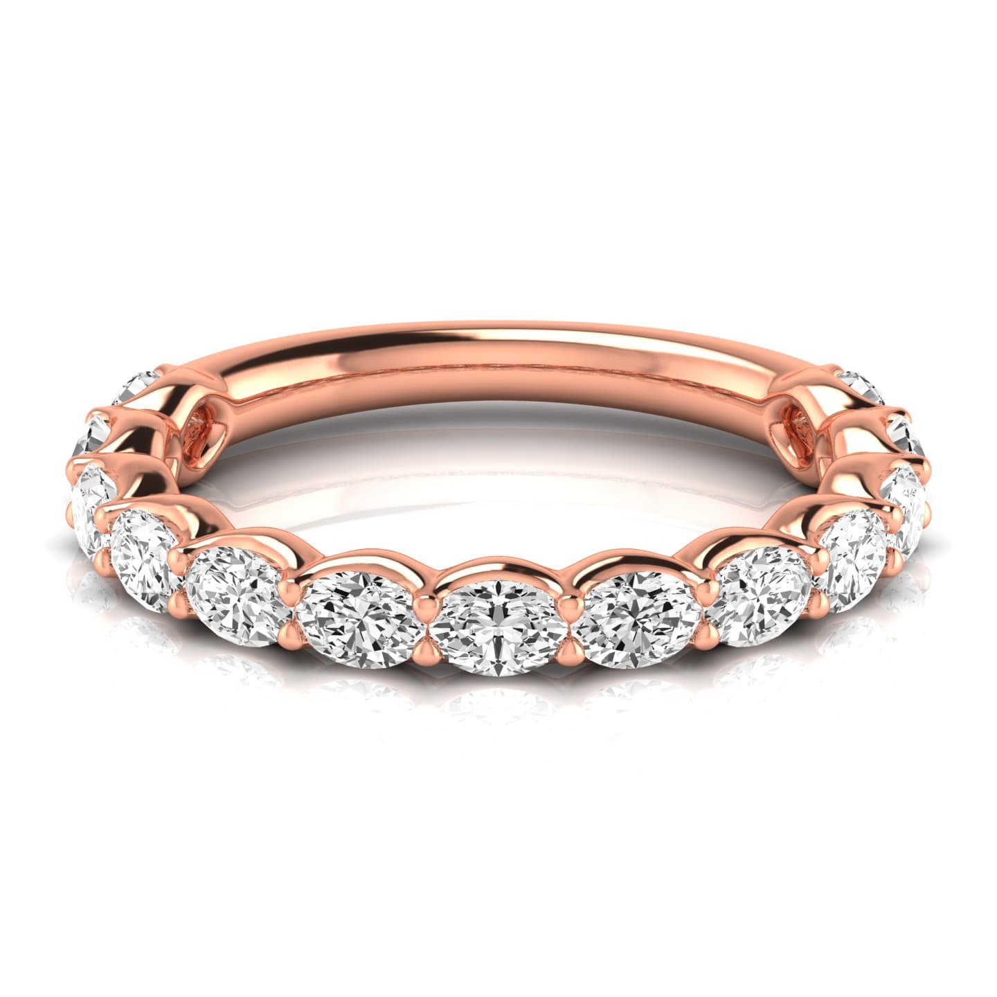 3/4 Spread Oval Diamond Wedding Band (1 2/3 ct. tw.), Side view in rose gold