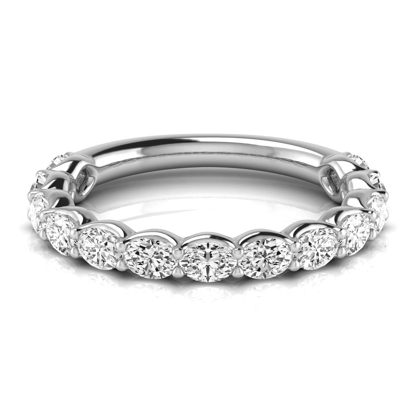3/4 Spread Oval Diamond Wedding Band (1 2/3 ct. tw.), Side view in white gold or platinum
