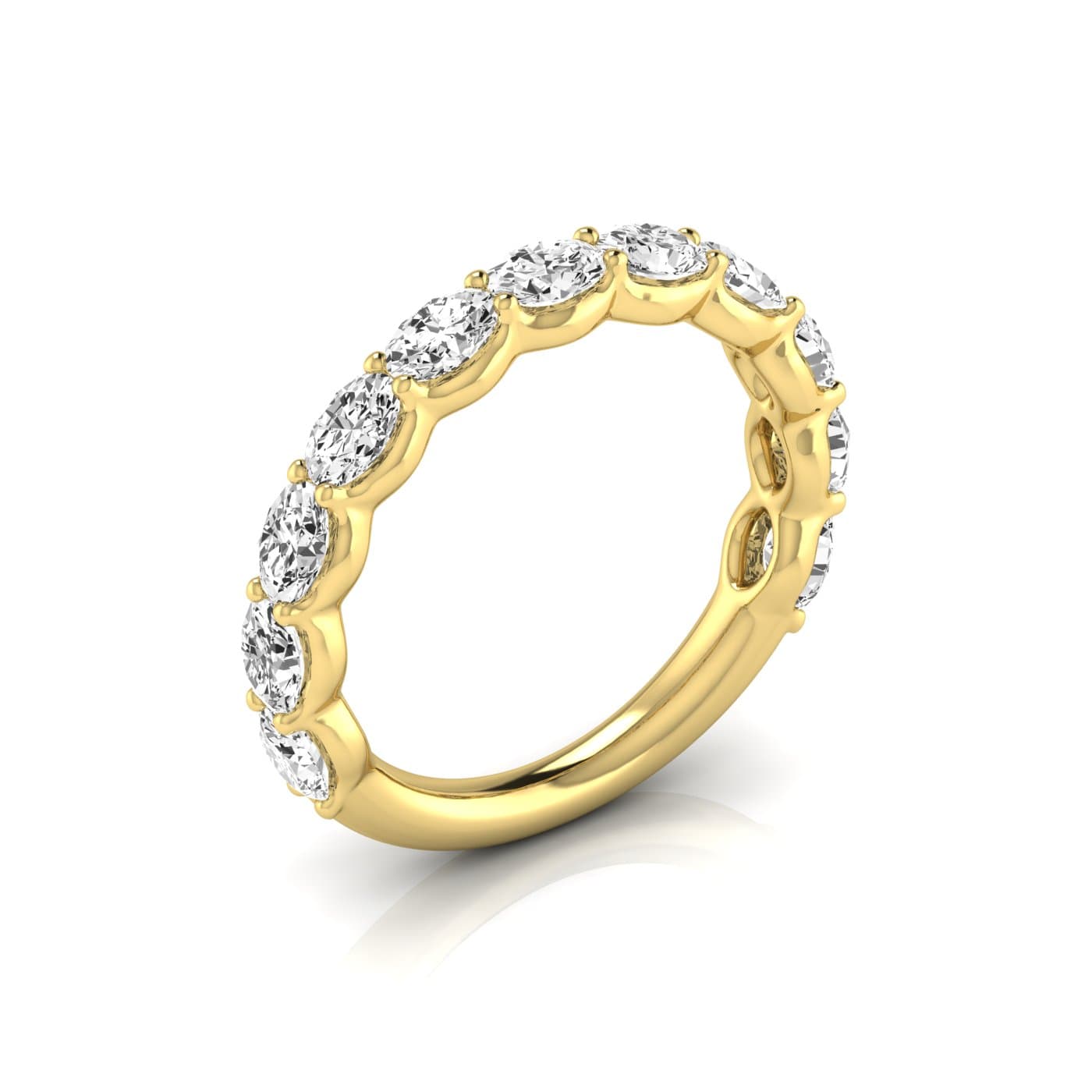 3/4 Spread Oval Diamond Wedding Band (2.2 ct. tw.), Front view in yellow gold