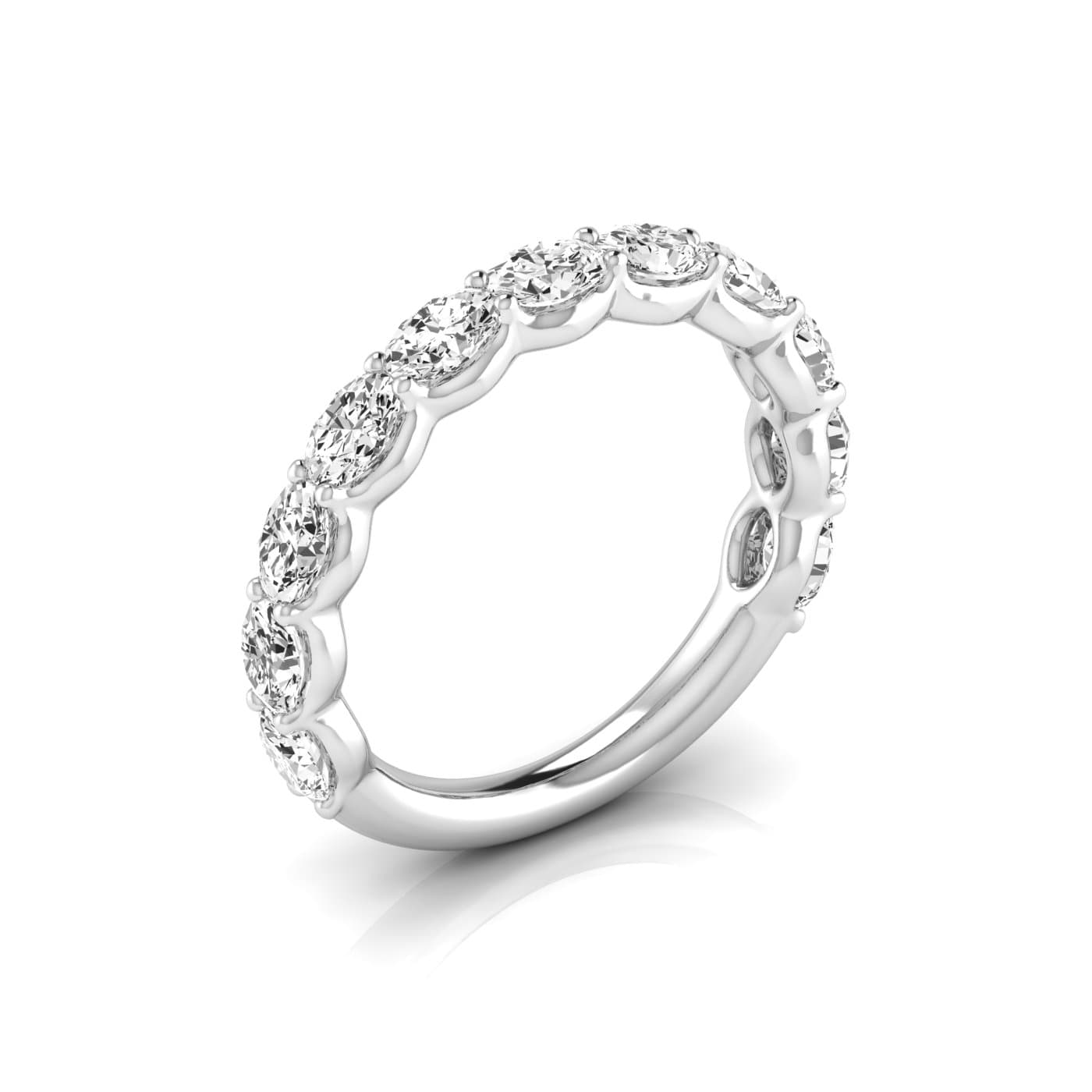 3/4 Spread Oval Diamond Wedding Band (2.2 ct. tw.), Front view in white gold or platinum