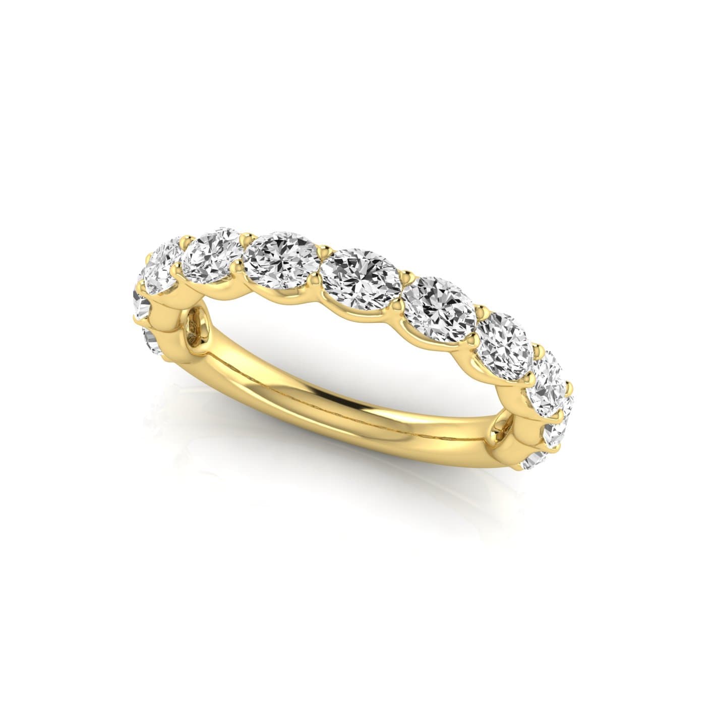 3/4 Spread Oval Diamond Wedding Band (2.2 ct. tw.), On hand view in yellow gold