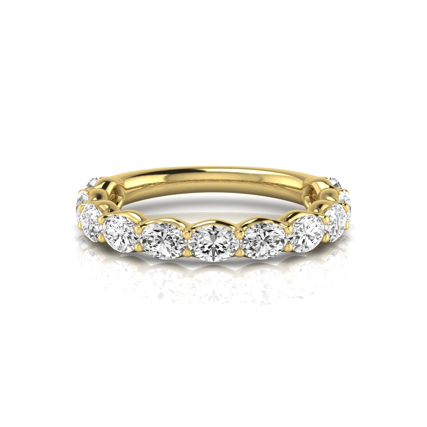 3/4 Spread Oval Diamond Wedding Band (2.2 ct. tw.), Side view in yellow gold