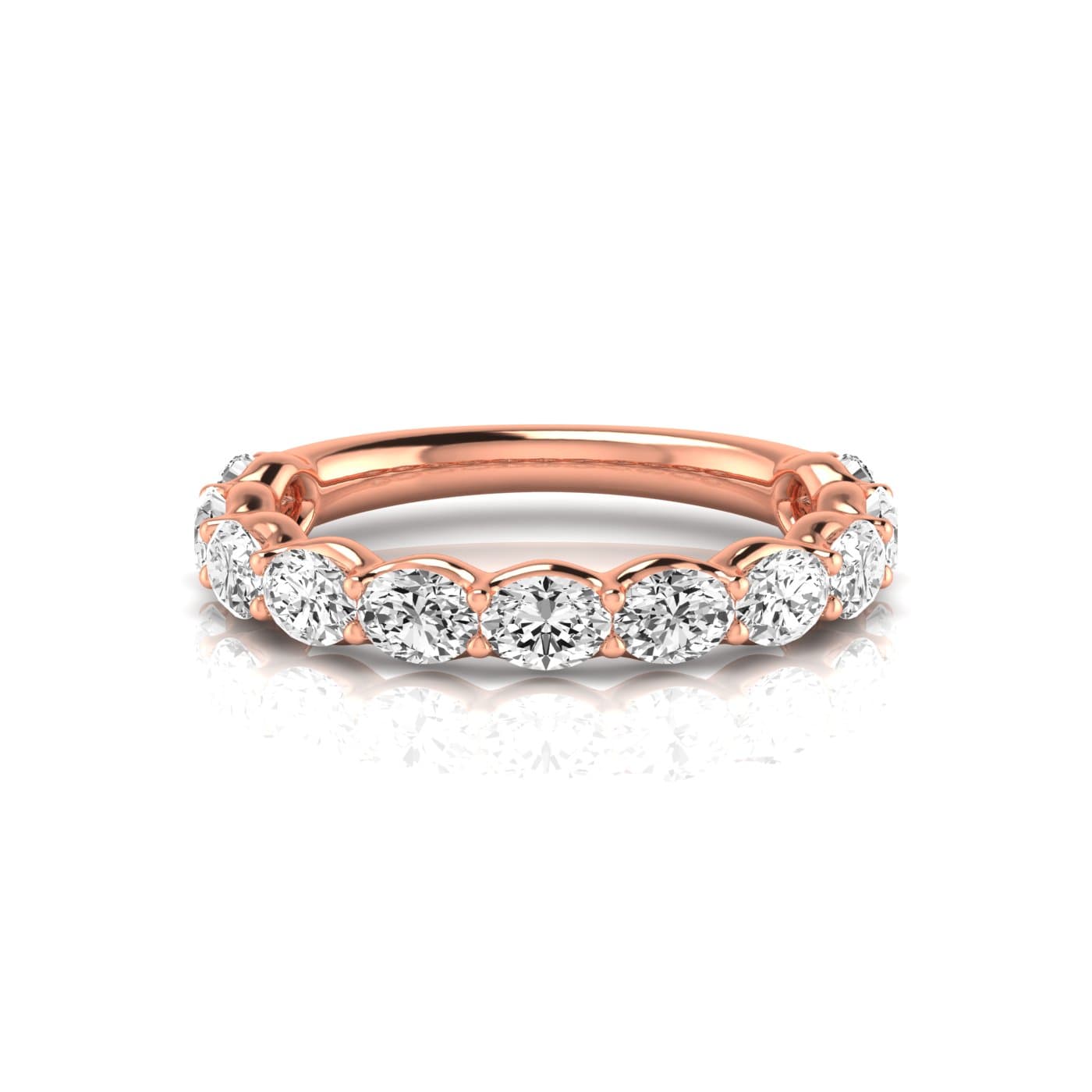 3/4 Spread Oval Diamond Wedding Band (2.2 ct. tw.), Side view in rose gold