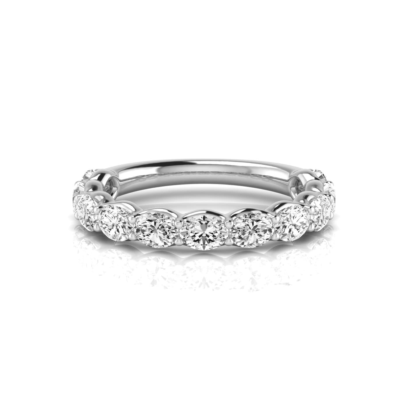 3/4 Spread Oval Diamond Wedding Band (2.2 ct. tw.), Side view in white gold or platinum