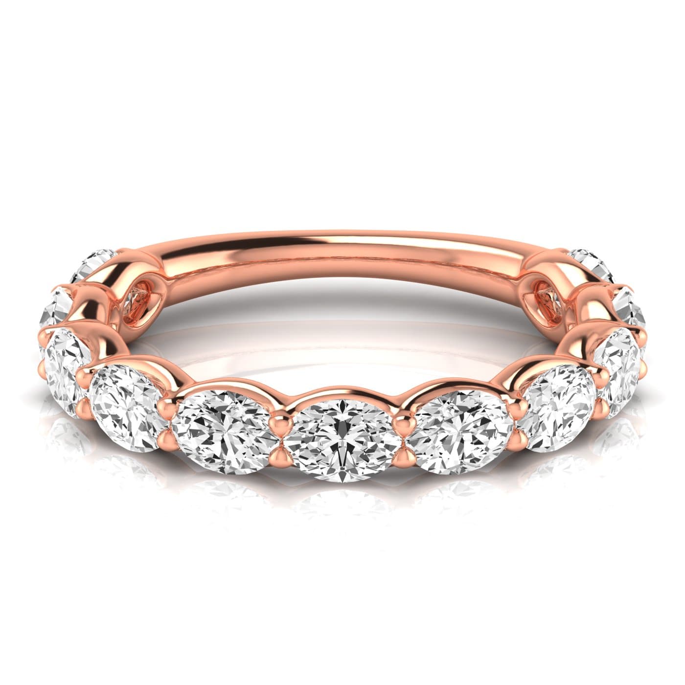 3/4 Spread Oval Diamond Wedding Band (2 7/8 ct. tw.), Side view in rose gold