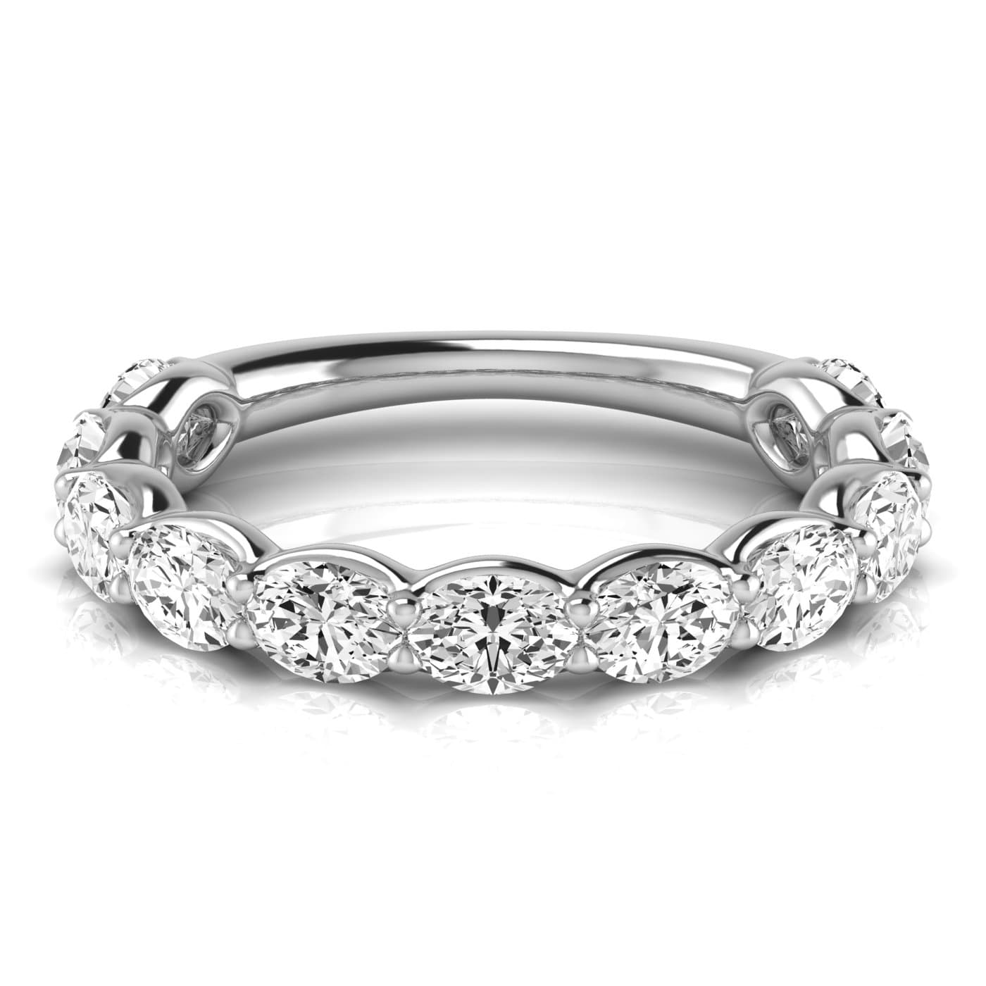 3/4 Spread Oval Diamond Wedding Band (2 7/8 ct. tw.), Side view in white gold or platinum