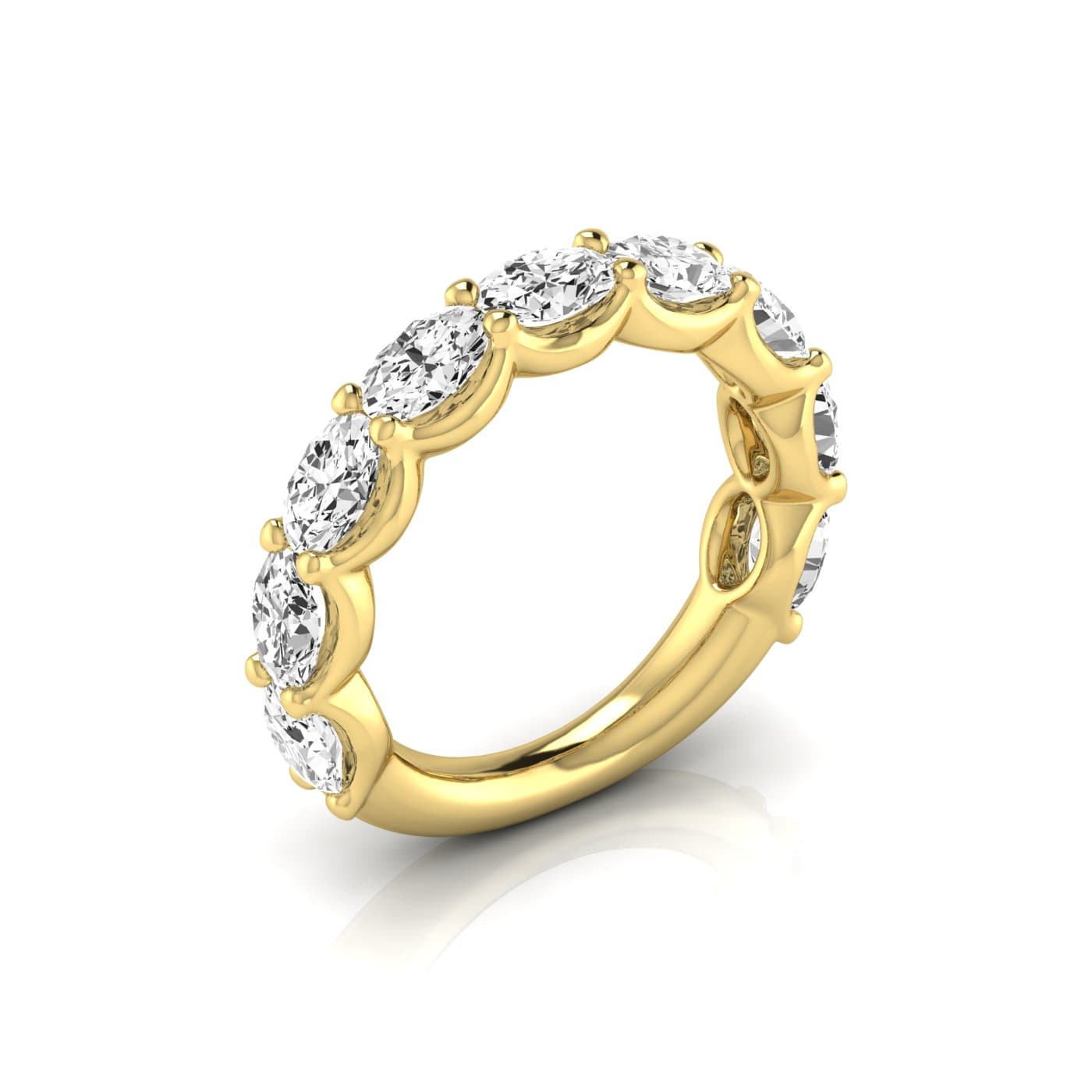 3/4 Spread Oval Diamond Wedding Band (3 5/8 ct. tw.), Front view in yellow gold