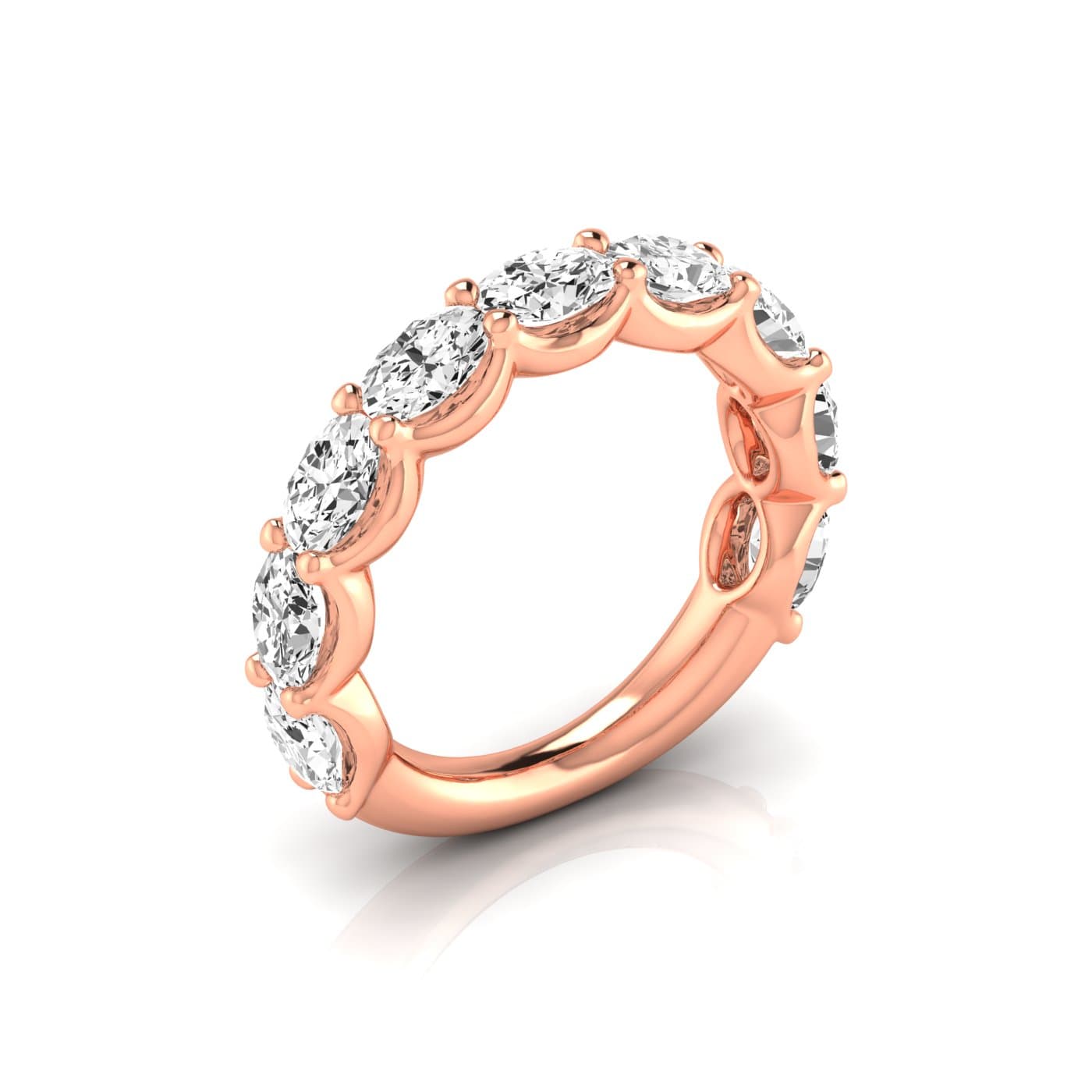 3/4 Spread Oval Diamond Wedding Band (3 5/8 ct. tw.), Front view in rose gold