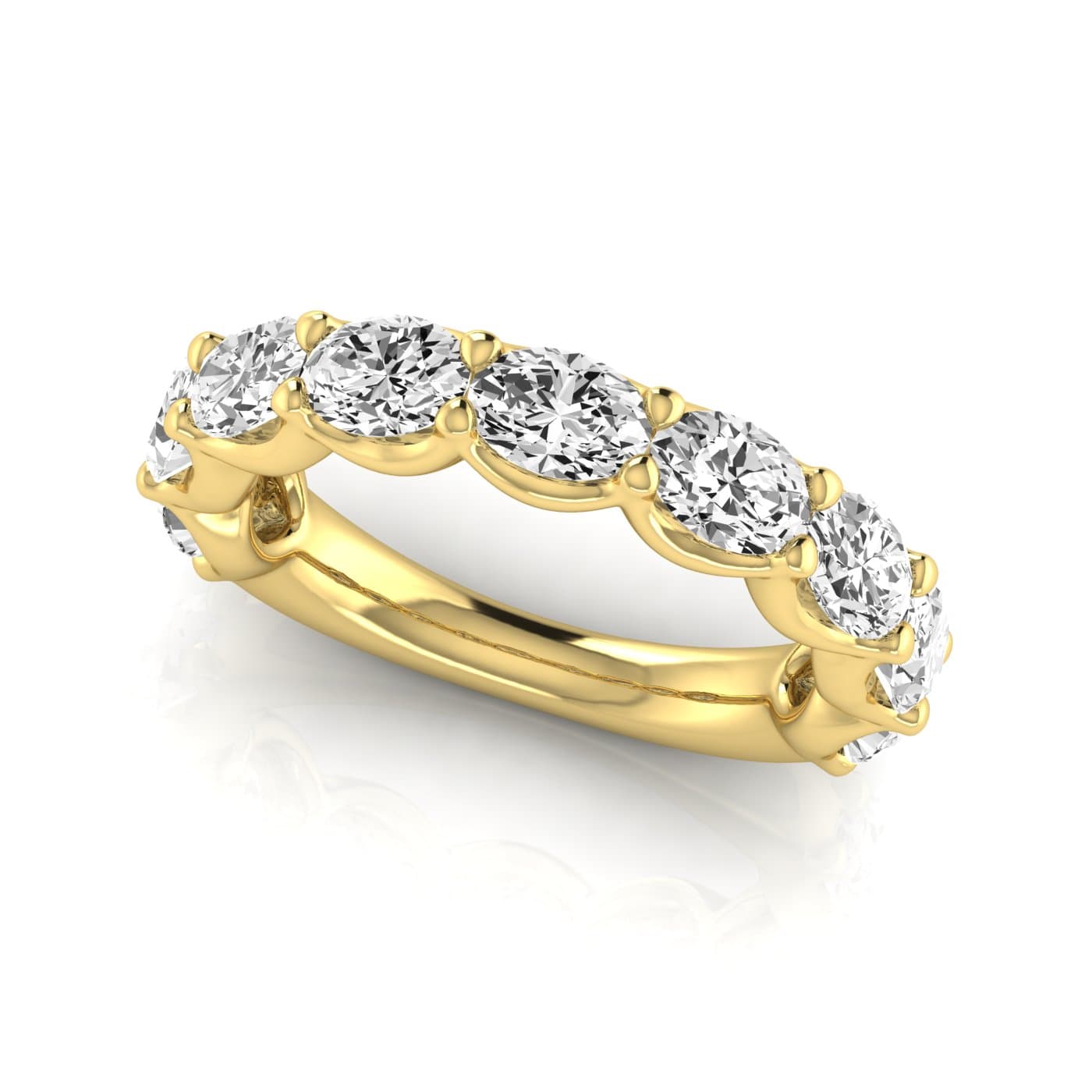 3/4 Spread Oval Diamond Wedding Band (3 5/8 ct. tw.), On hand view in yellow gold