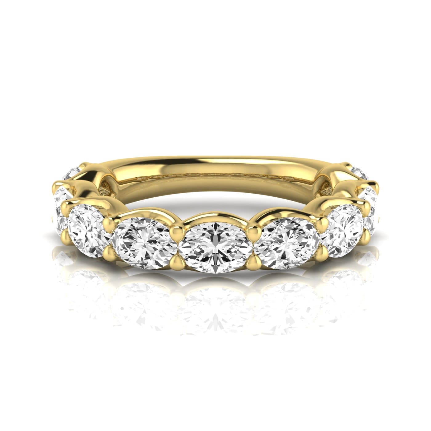 3/4 Spread Oval Diamond Wedding Band (3 5/8 ct. tw.), Side view in yellow gold