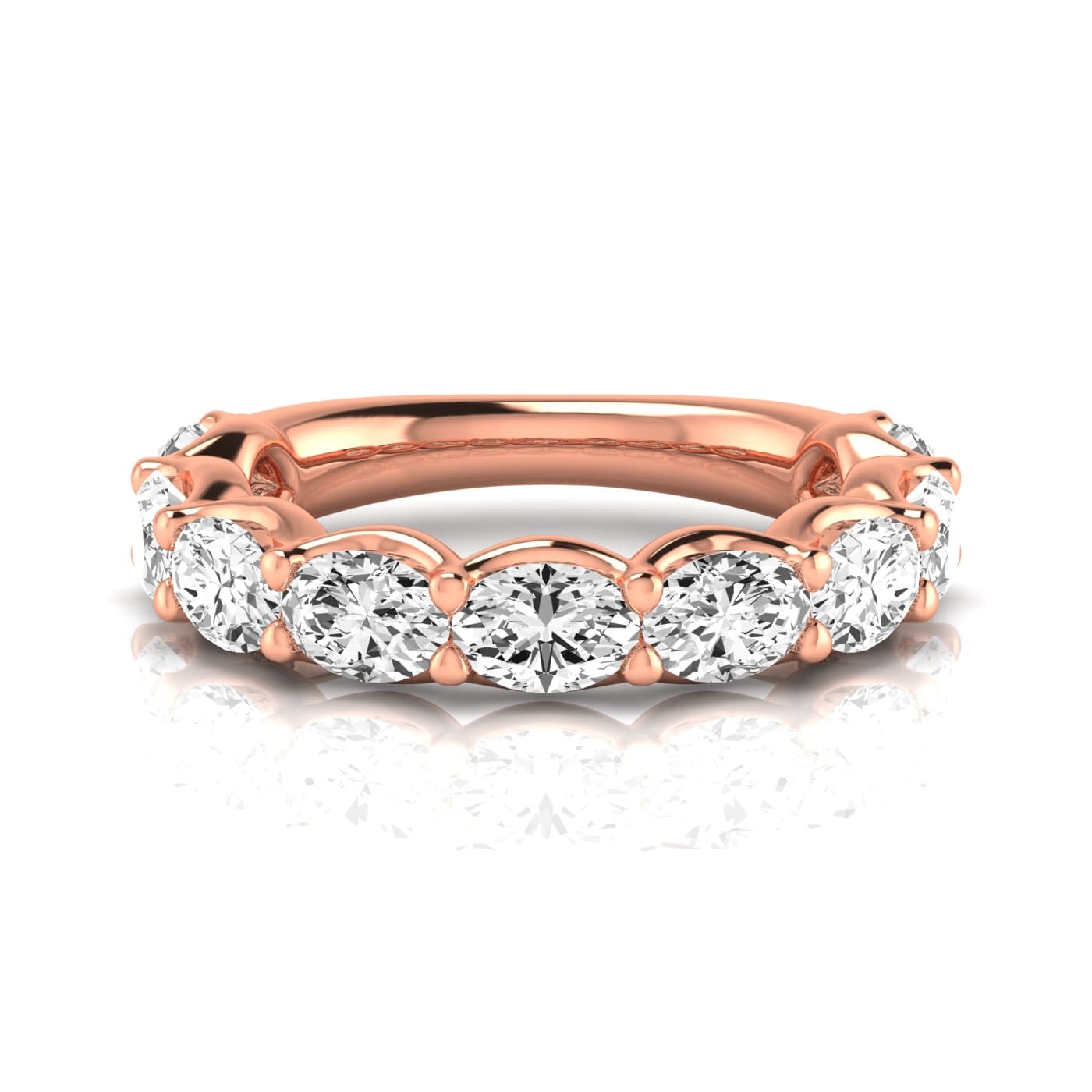 3/4 Spread Oval Diamond Wedding Band (3 5/8 ct. tw.), Side view in rose gold