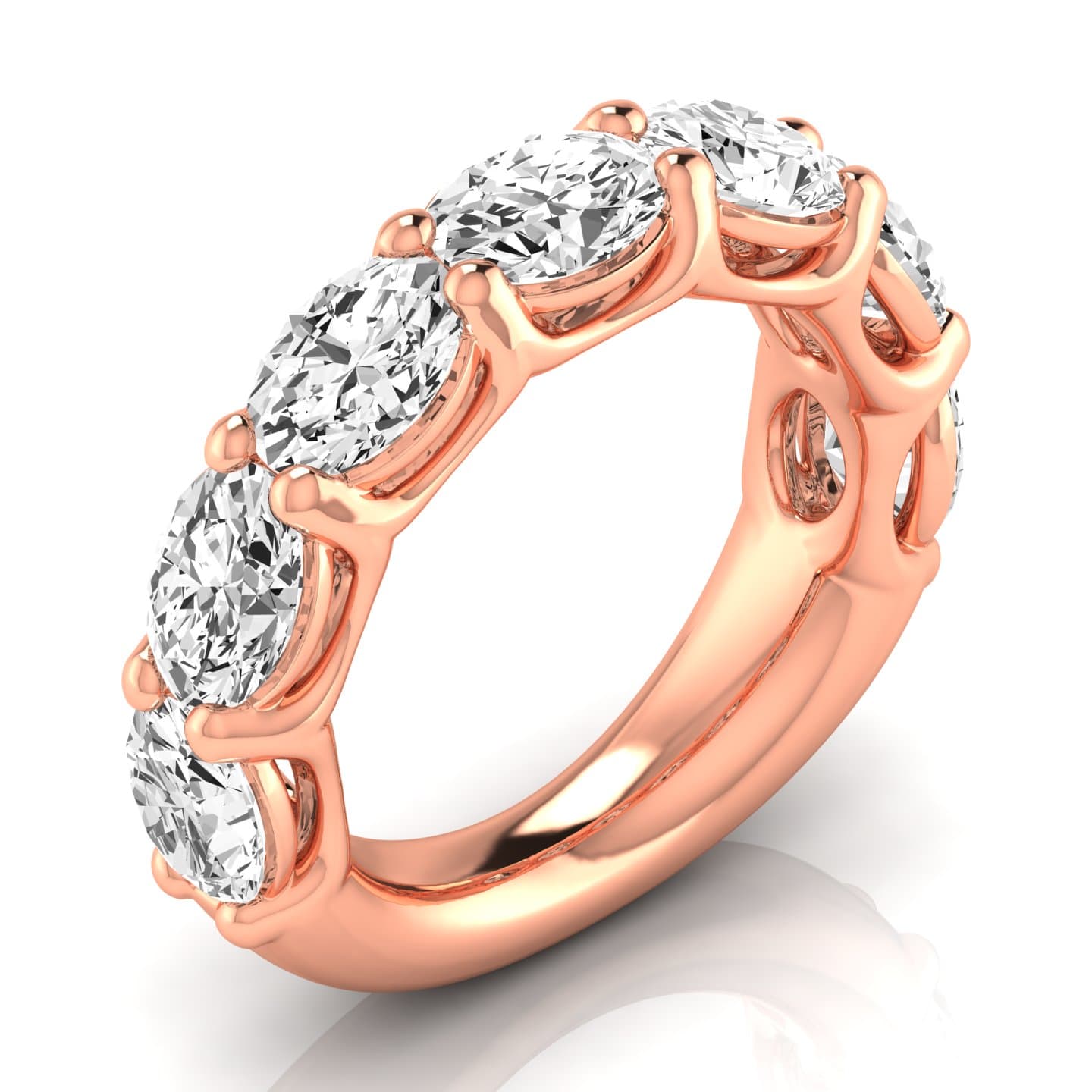3/4 Spread Oval Diamond Wedding Band (5.04 ct. tw.), Front view in rose gold