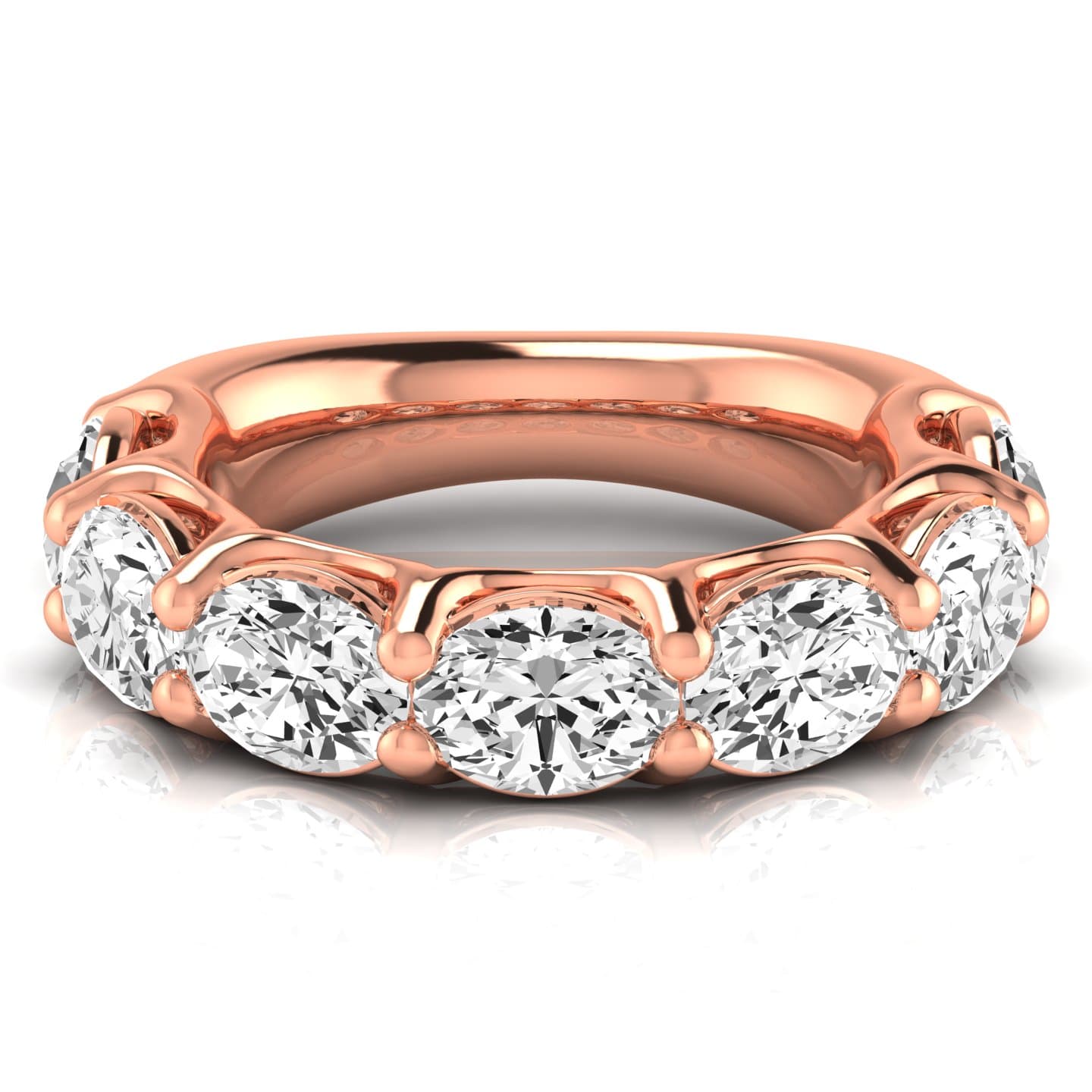 3/4 Spread Oval Diamond Wedding Band (5.04 ct. tw.), Side view in rose gold