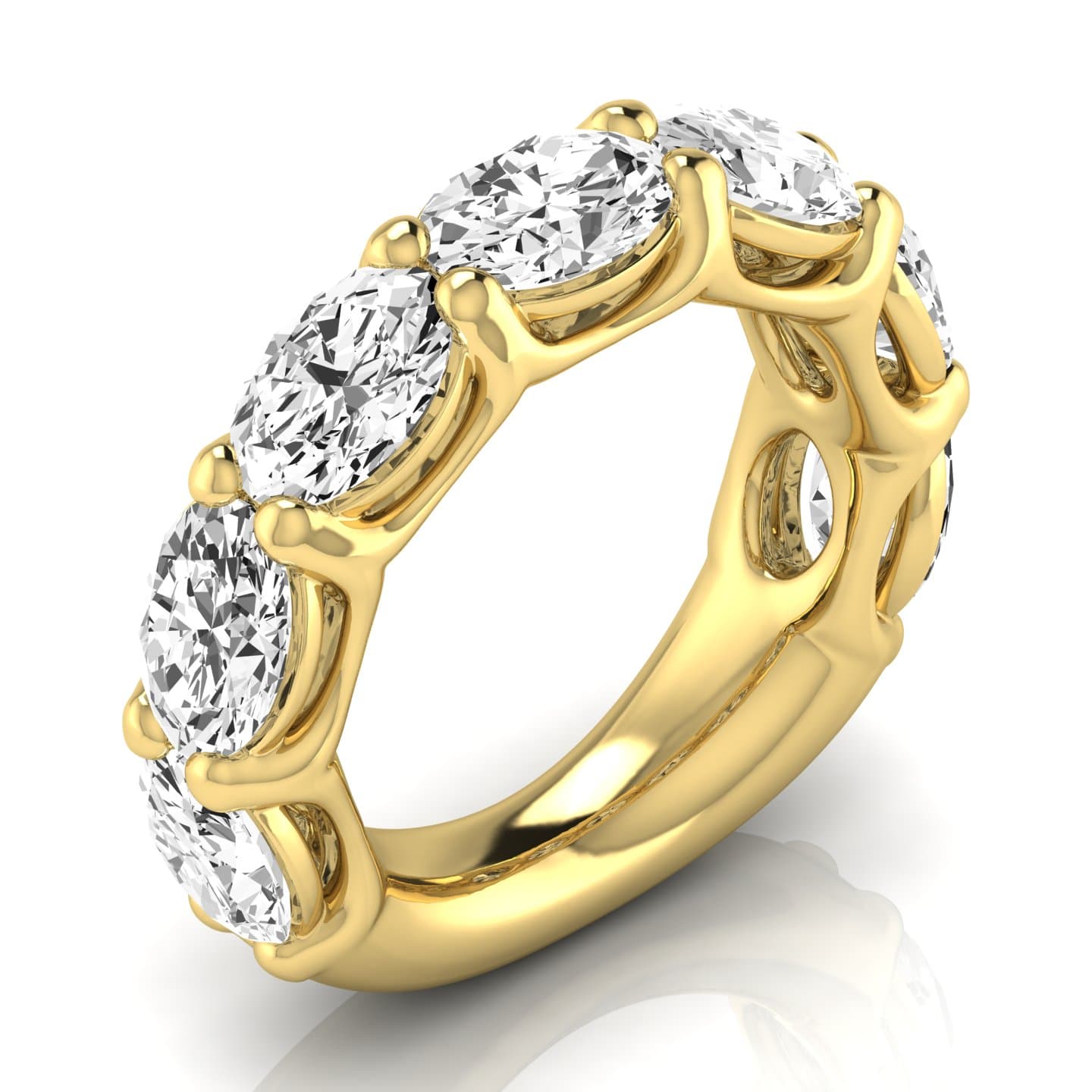 3/4 Spread Oval Diamond Wedding Band (1.17 ct. tw.), Front view in yellow gold