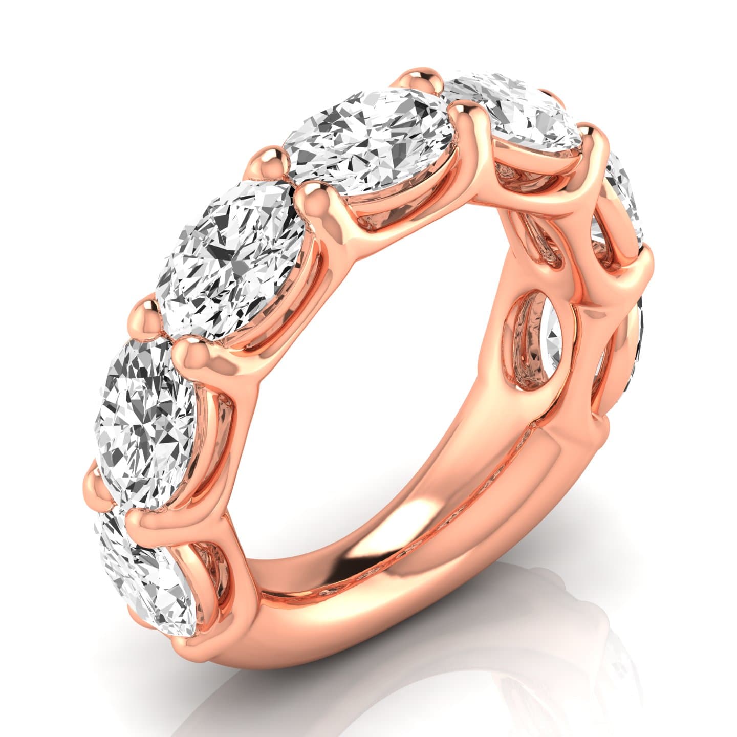 3/4 Spread Oval Diamond Wedding Band (1.17 ct. tw.), Front view in rose gold